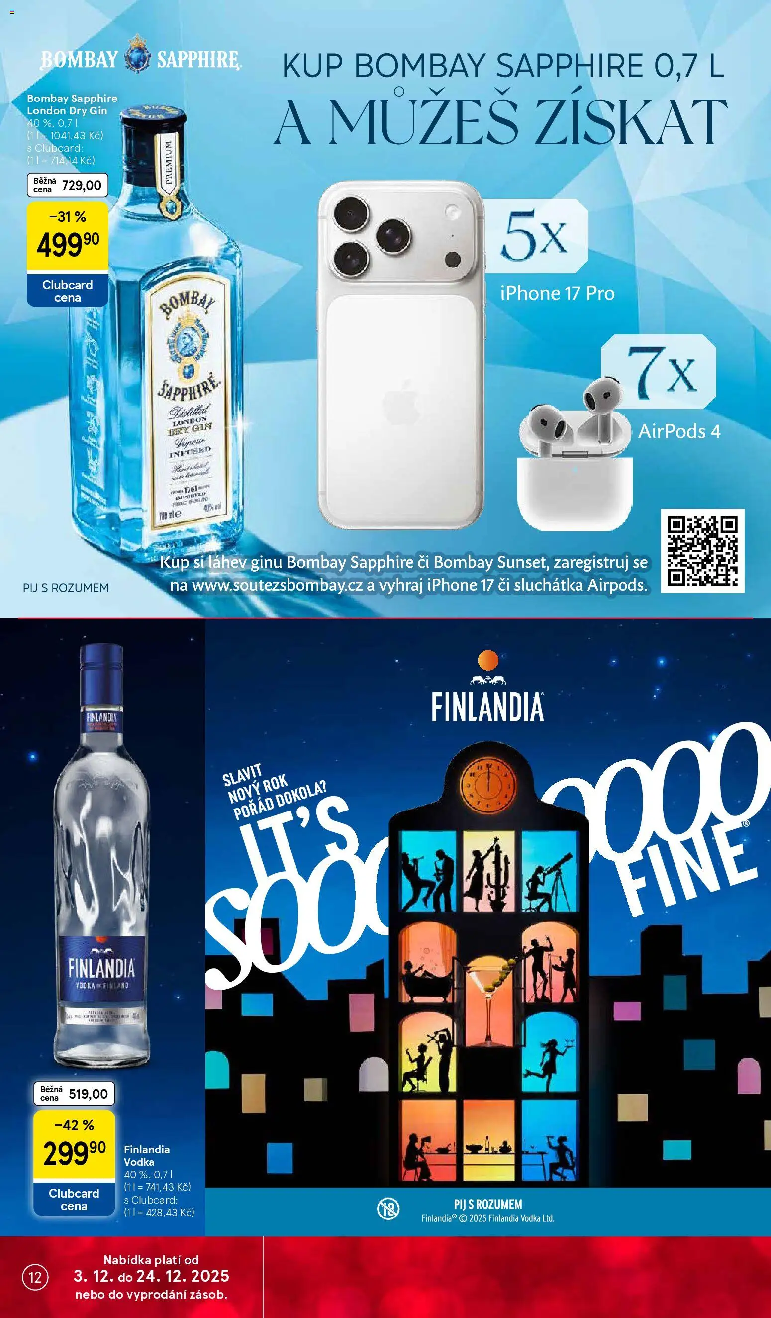 Tesco leták - Hypermarket od 17.12.2025 | Strana: 12 | Produkty: Vodka, Iphone, Airpods, London dry gin