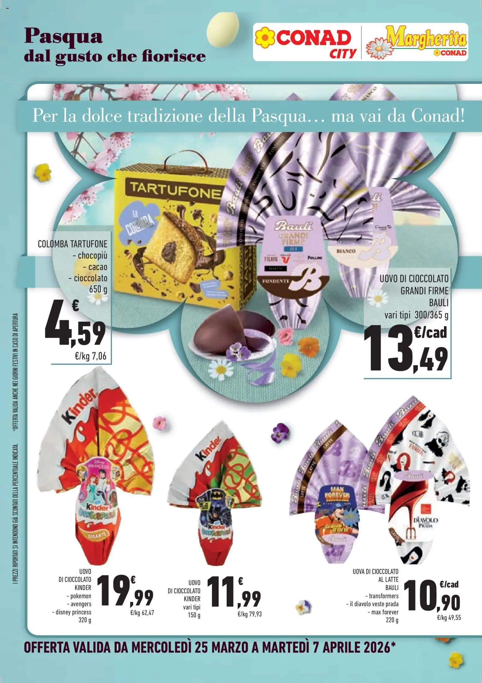 Volantino Conad del 25.03.2026 | Pagina: 4 | Prodotti: Uova, Cioccolato, Latte, Cacao