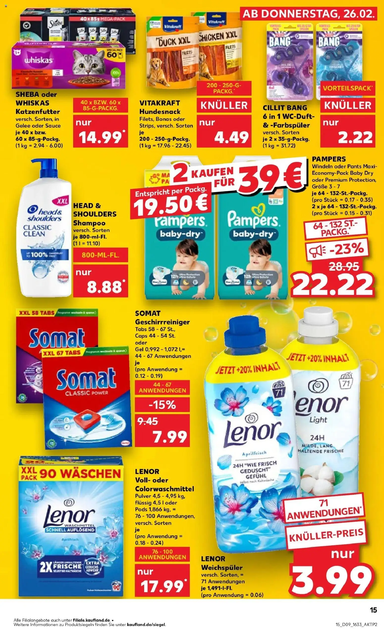 Kaufland prospekt Münsingen	 – gültig ab 26.02.2026 | Seite: 15 | Produkte: Lenor, Shampoo, Weichspüler, Waschmittel