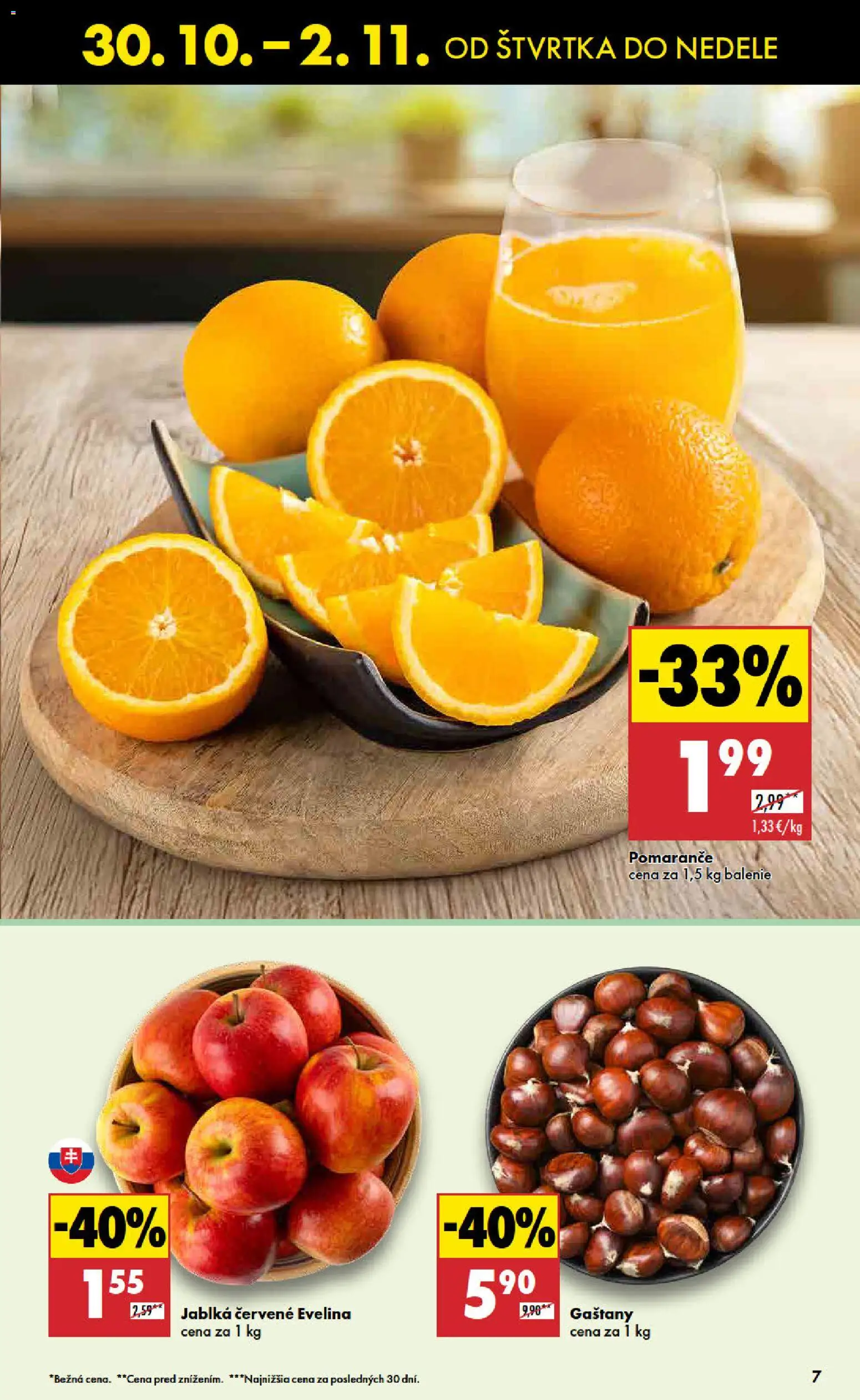 Nové Biedronka akcie – leták je platný od 30.10.2025 | Strana: 7 | Produkty: Gaštany, Jablká, Pomaranče