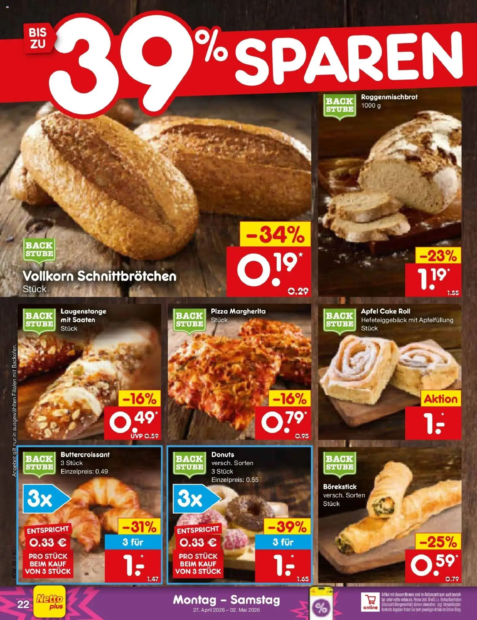 Netto Marken-Discount Prospekt Oberhaid	 – gültig ab 27.04.2026 | Seite: 30 | Produkte: Äpfel, Donuts, Pizza