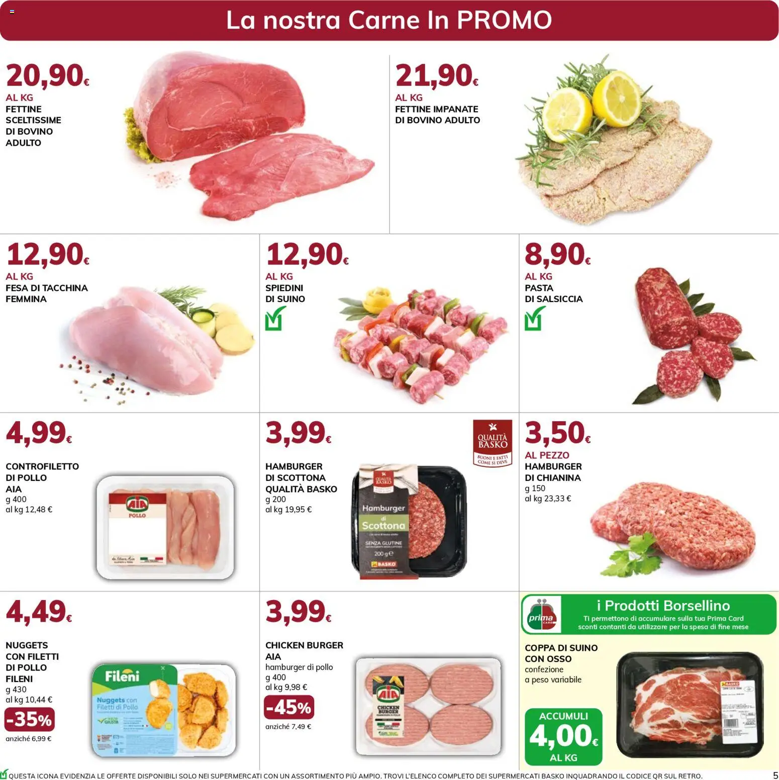 Volantino Basko del 03.01.2026 | Pagina: 5 | Prodotti: Nuggets, Salsiccia, Hamburger, Spiedini