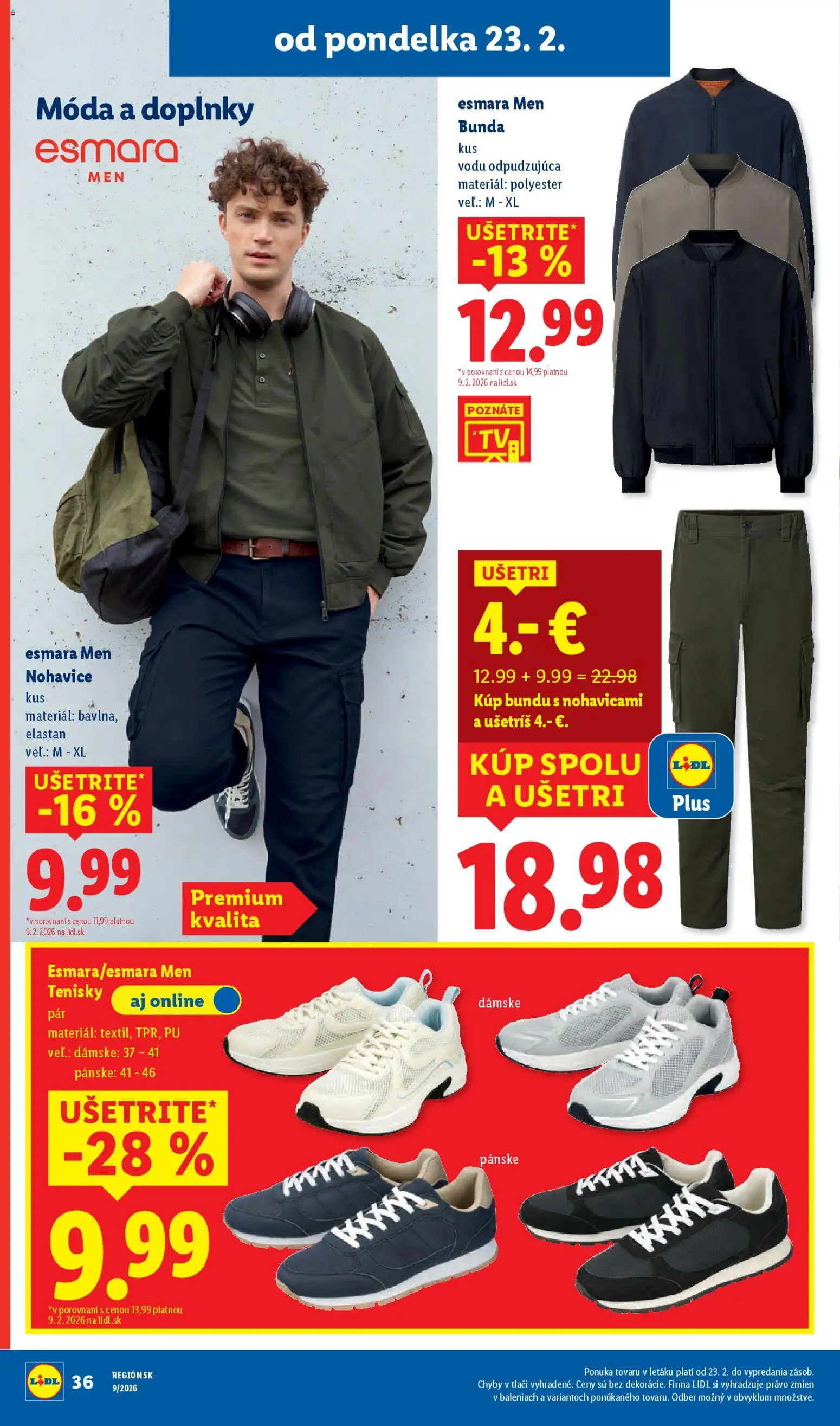 Nové Lidl akcie – leták je platný od 23.02.2026 | Strana: 47 | Produkty: Bunda, Nohavice, Tenisky