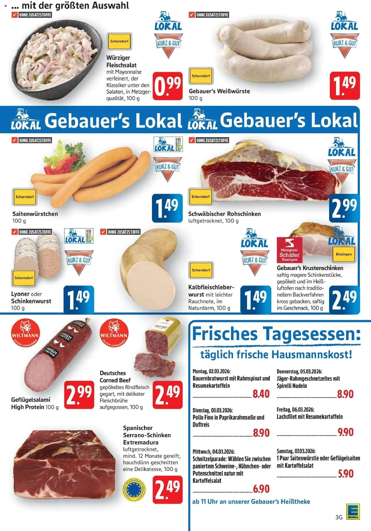 Edeka prospekt Göppingen	 – gültig ab 02.03.2026 | Seite: 3 | Produkte: Putenschnitzel, Wurst, Nudeln, Uhr