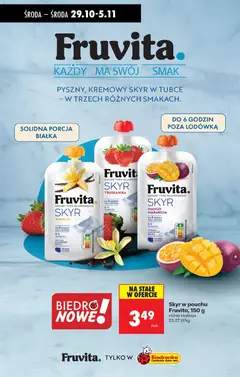 Pogląd oferty "Fruvita. JOGURT TYPU ISLANDZKIEGO SKYR WANILIA, Icelandic Skyr yogurt, vanilla flavor, solid portion of protein, can stay up to 6 hours outside the fridge, 0% fat, high protein content, Polish milk." - ważna od 29.10.2025 | Strona: 53 | Produkty: Mango, Lodówka, Jogurt, Skyr