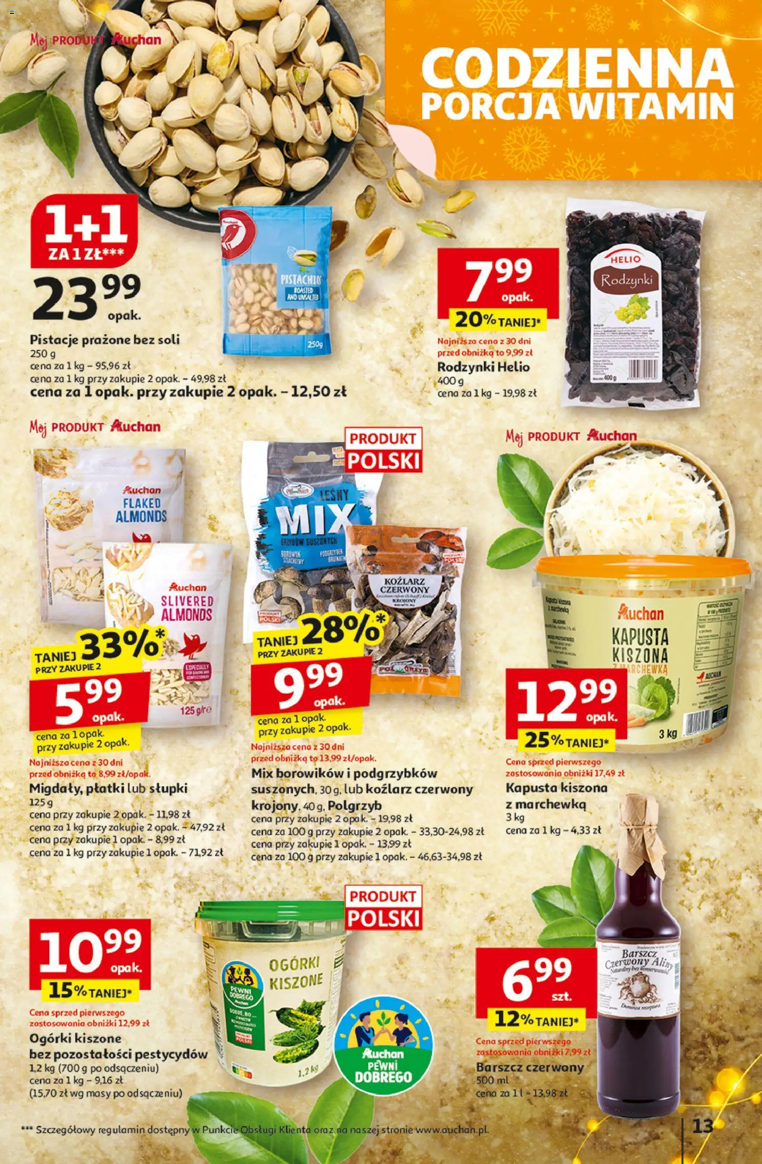 Auchan Gazetka - Święta jak babcię kocham Hipermarket od 11.12.2025 | Strona: 13 | Produkty: Barszcz, Płatki, Marchewka, Ogórki