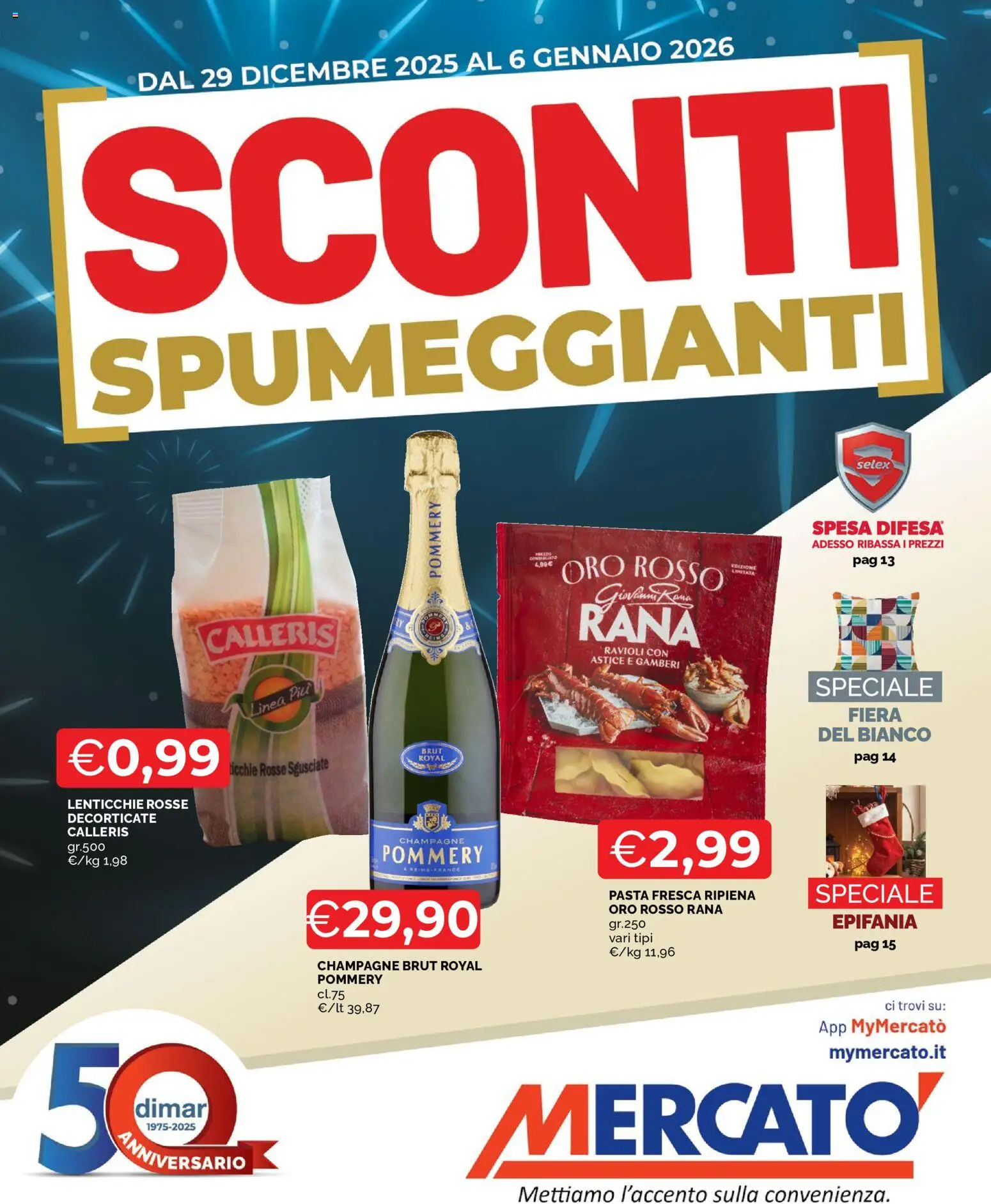 Volantino Mercatò del 29.12.2025 | Pagina: 1 | Prodotti: Gamberi, Lenticchie, Pasta, Astice
