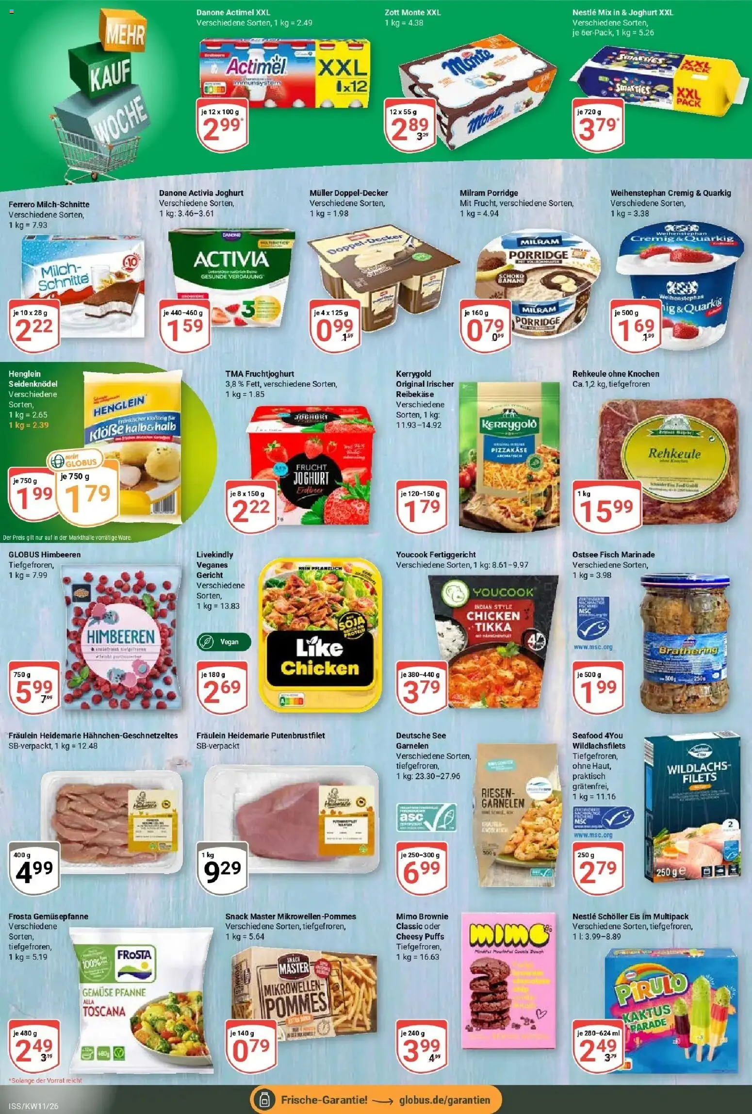 Globus prospekt Isserstedt	 – gültig ab 09.03.2026 | Seite: 8 | Produkte: Actimel, Danone activia, Garnelen, Fruchtjoghurt