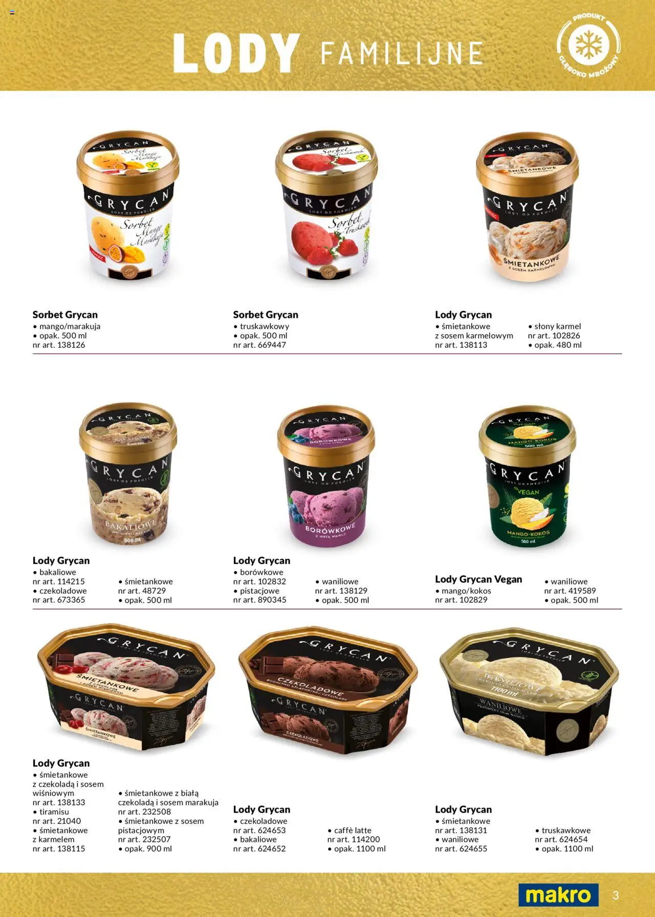 Makro Gazetka - Lody od 14.05.2025 | Strona: 3 | Produkty: Mango, Lody Grycan, Sorbet, Lody