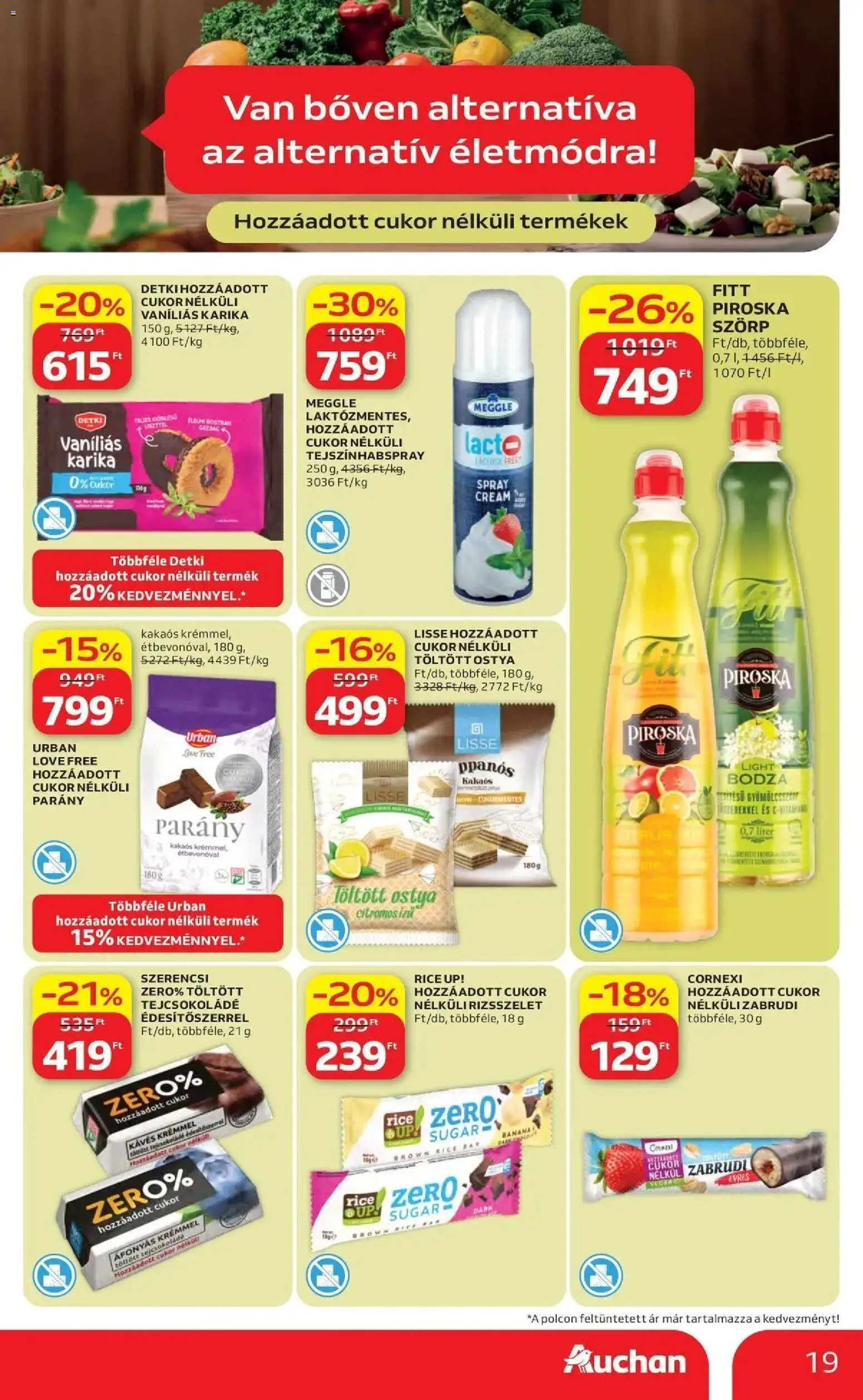 Auchan akciós ujság - amely érvényes a következő dátumtól: 16.04.2026 | Oldal: 19 | Termékek: Szörp, Tejcsokoládé, Cukor