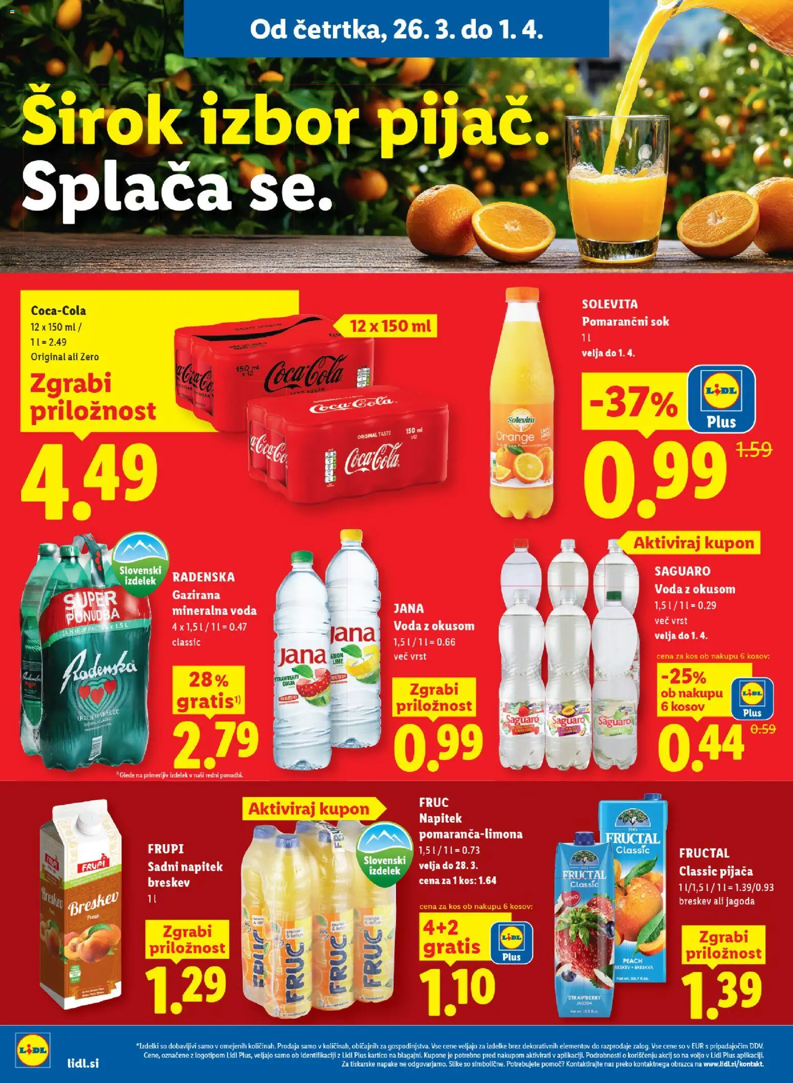 Novi Lidl katalog ponudbe – veljaven od 26.03.2026 | Stran: 12 | Izdelki: Voda z okusom, Sok, Voda, Breskev