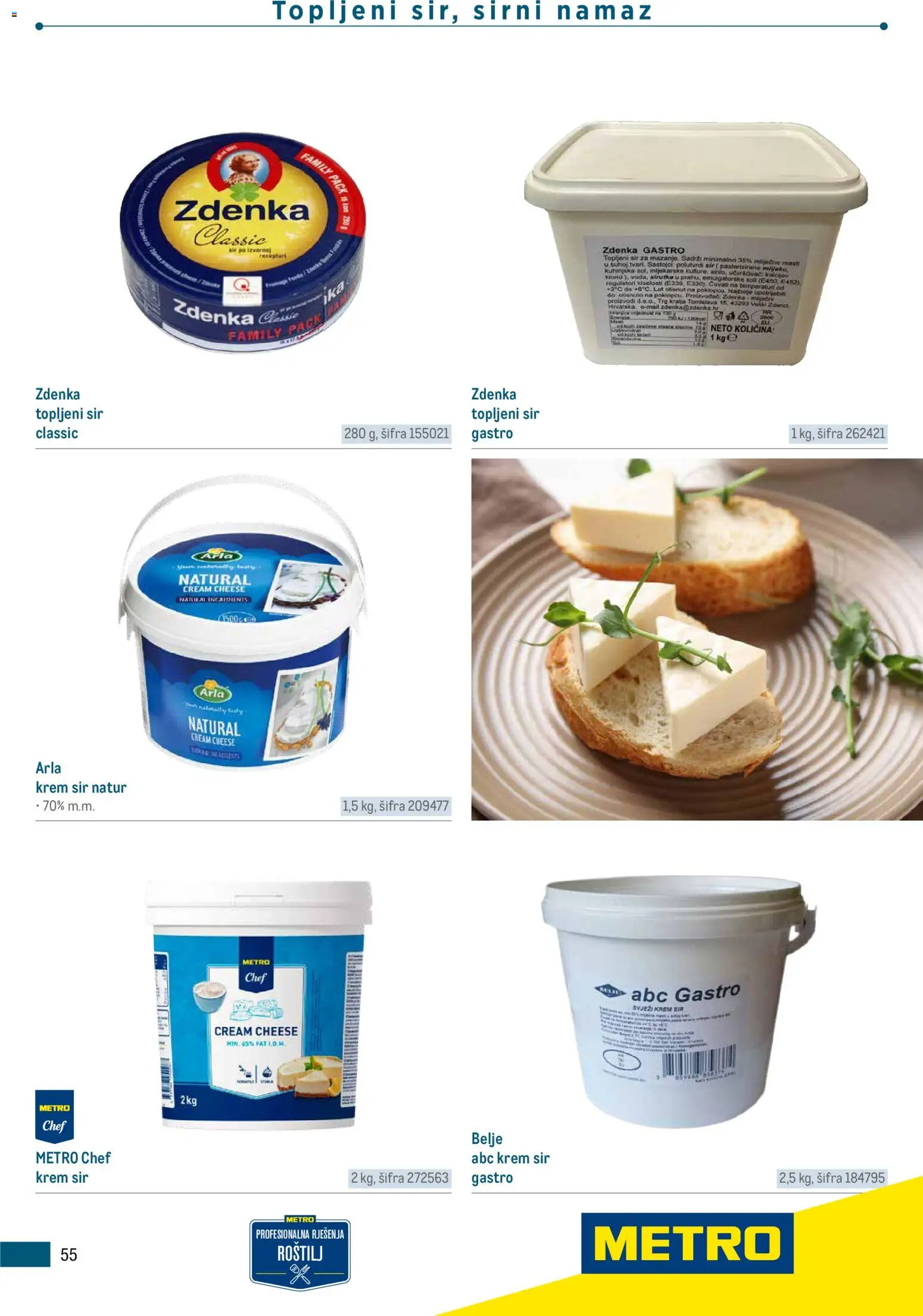Metro katalog | vrijedi od 05.03.2026 | Stranica: 55 | Proizvodi: Krem sir, Sir, Sol, Namaz