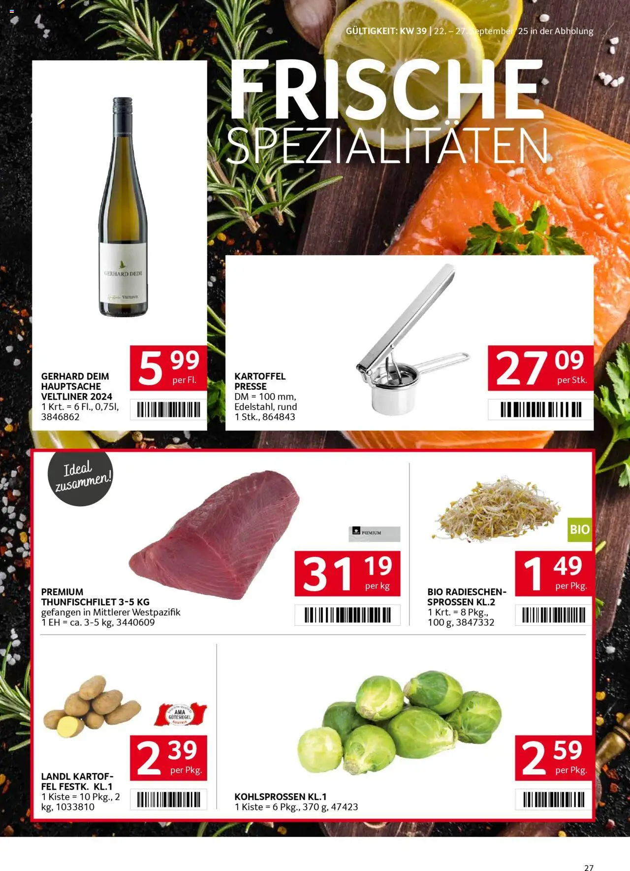 Transgourmet Flugblatt gültig ab 22.09.2025 | Seite: 25 | Produkte: Presse