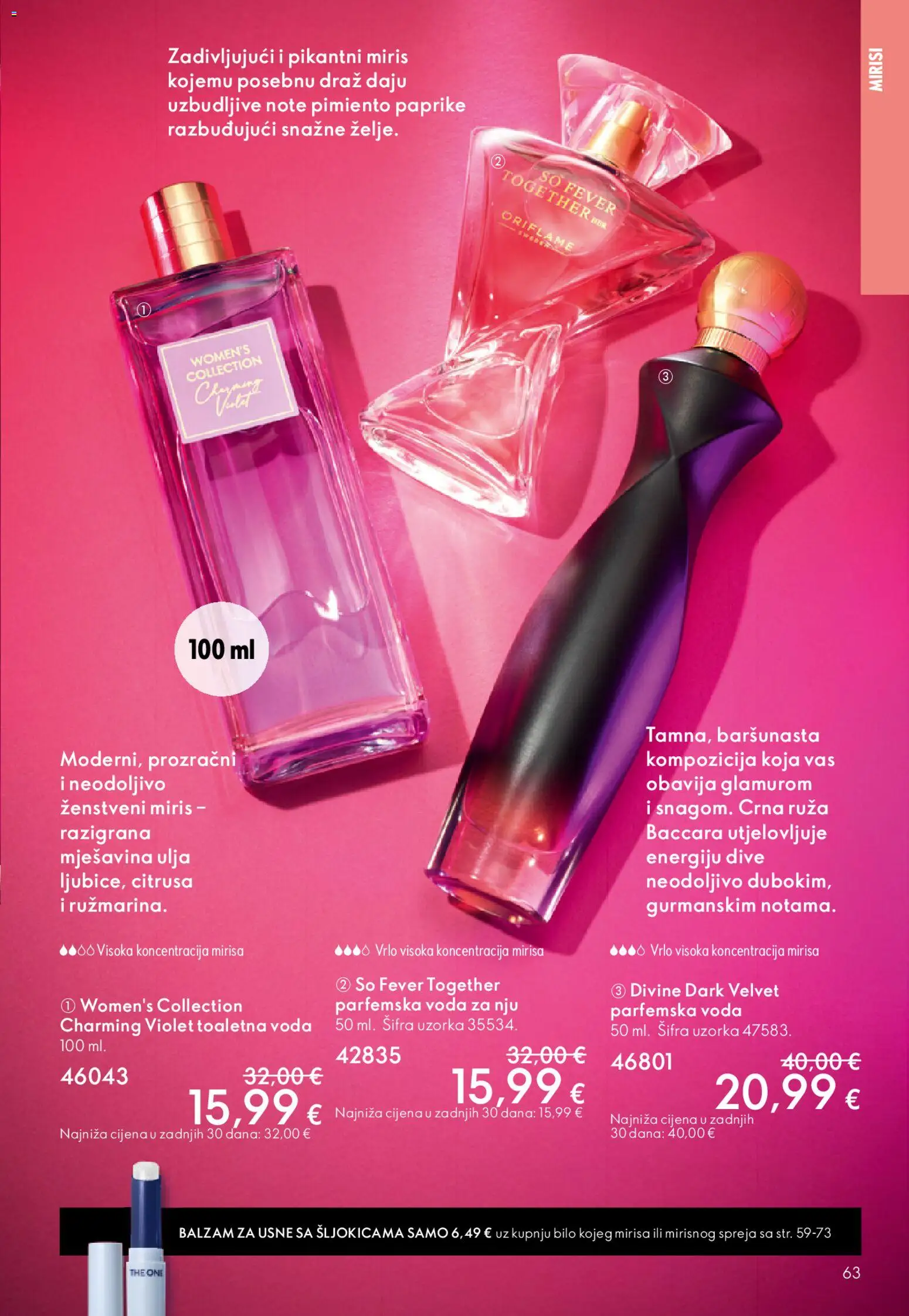 Oriflame katalog | vrijedi od 22.04.2026 | Stranica: 63 | Proizvodi: Balzam za usne, Miris, Voda