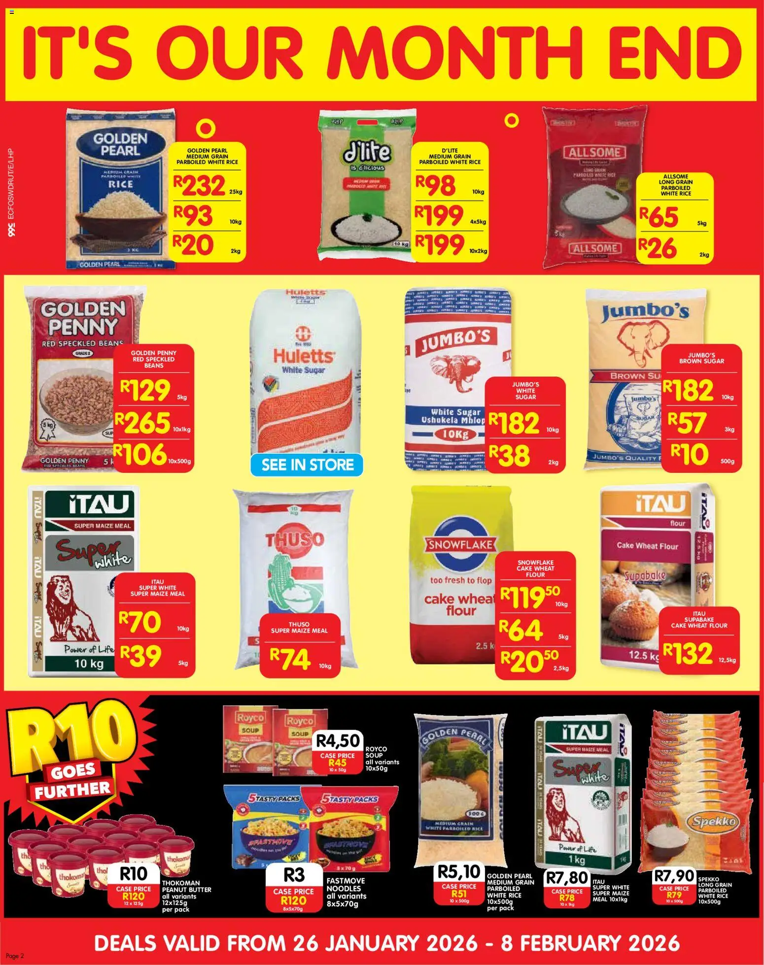 New Shoprite catalogue – valid from 26.01.2026 | Page: 2 | Products: Flour, Case, Noodles, Sugar