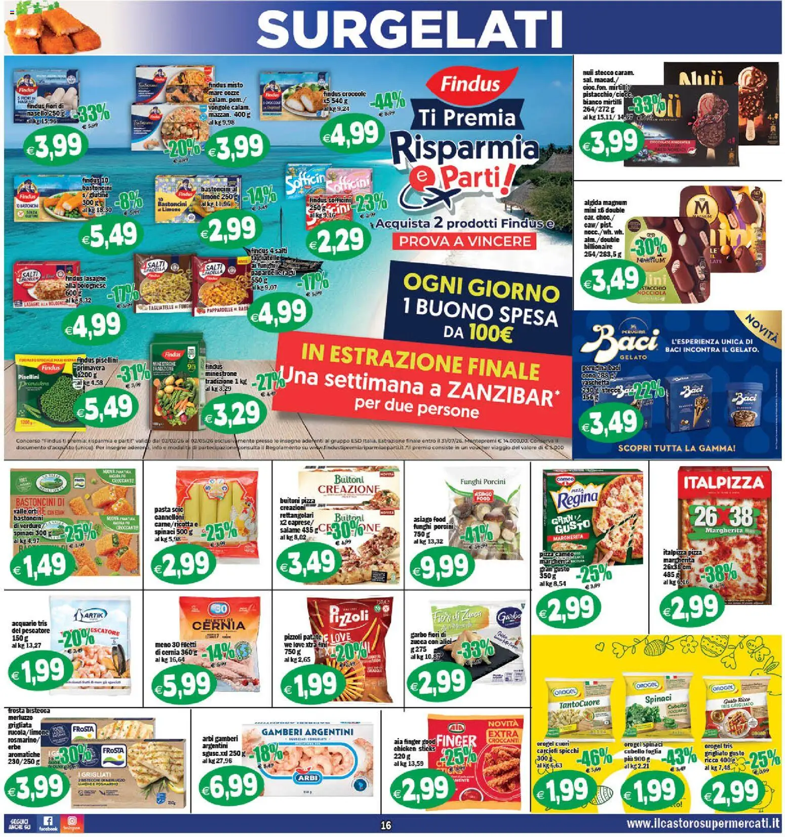 Volantino Il Castoro del 27.03.2026 | Pagina: 16 | Prodotti: Salame, Vongole, Funghi, Spinaci