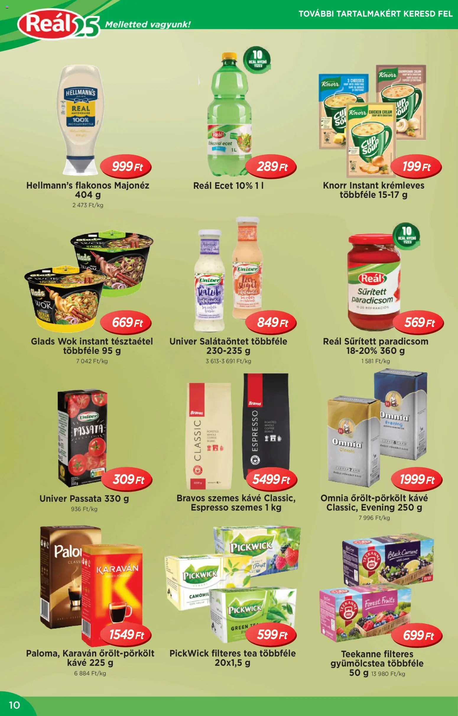 Reál akciós ujság - amely érvényes a következő dátumtól: 04.02.2026 | Oldal: 10 | Termékek: Ecet, Kávé, Szemes kávé, Majonéz