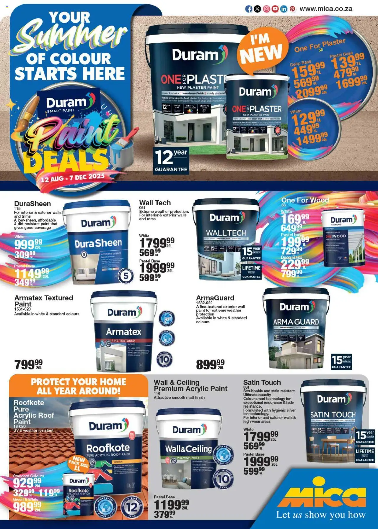 New MICA catalogue – valid from 12.08.2025 | Page: 1 | Products: Paint, Plaster, Water