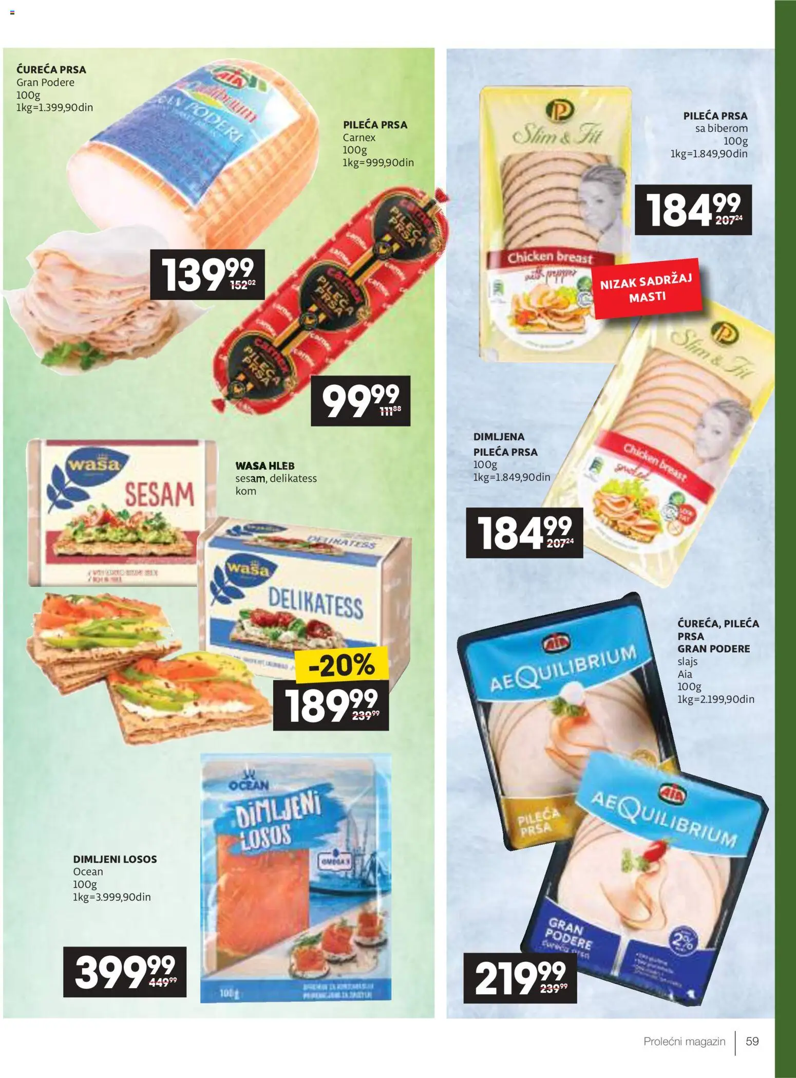 Roda katalog - važi od 09.04.2026 | Strana: 59 | Proizvode: Pileća prsa, Losos, Hleb