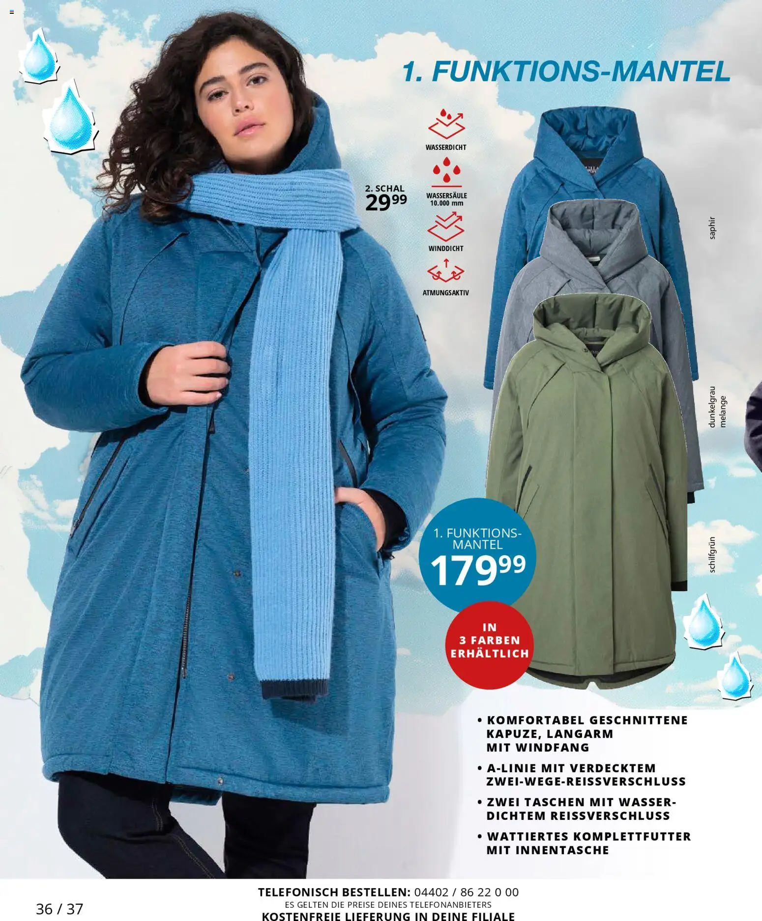 Ulla Popken Prospekt 	 – gültig ab 01.11.2025 | Seite: 36 | Produkte: Wasser, Mantel, Schal