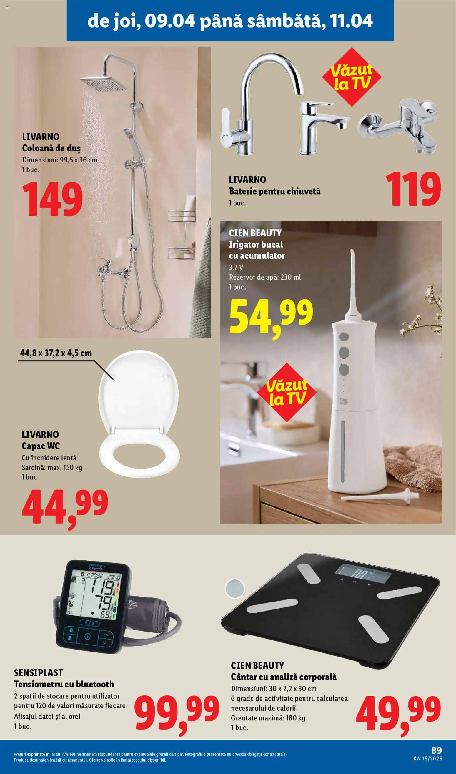 Noul catalog Lidl – valabil de la 06.04.2026 | Pagină: 89 | Produse: Tensiometru, Body, Chiuvetă, Duș