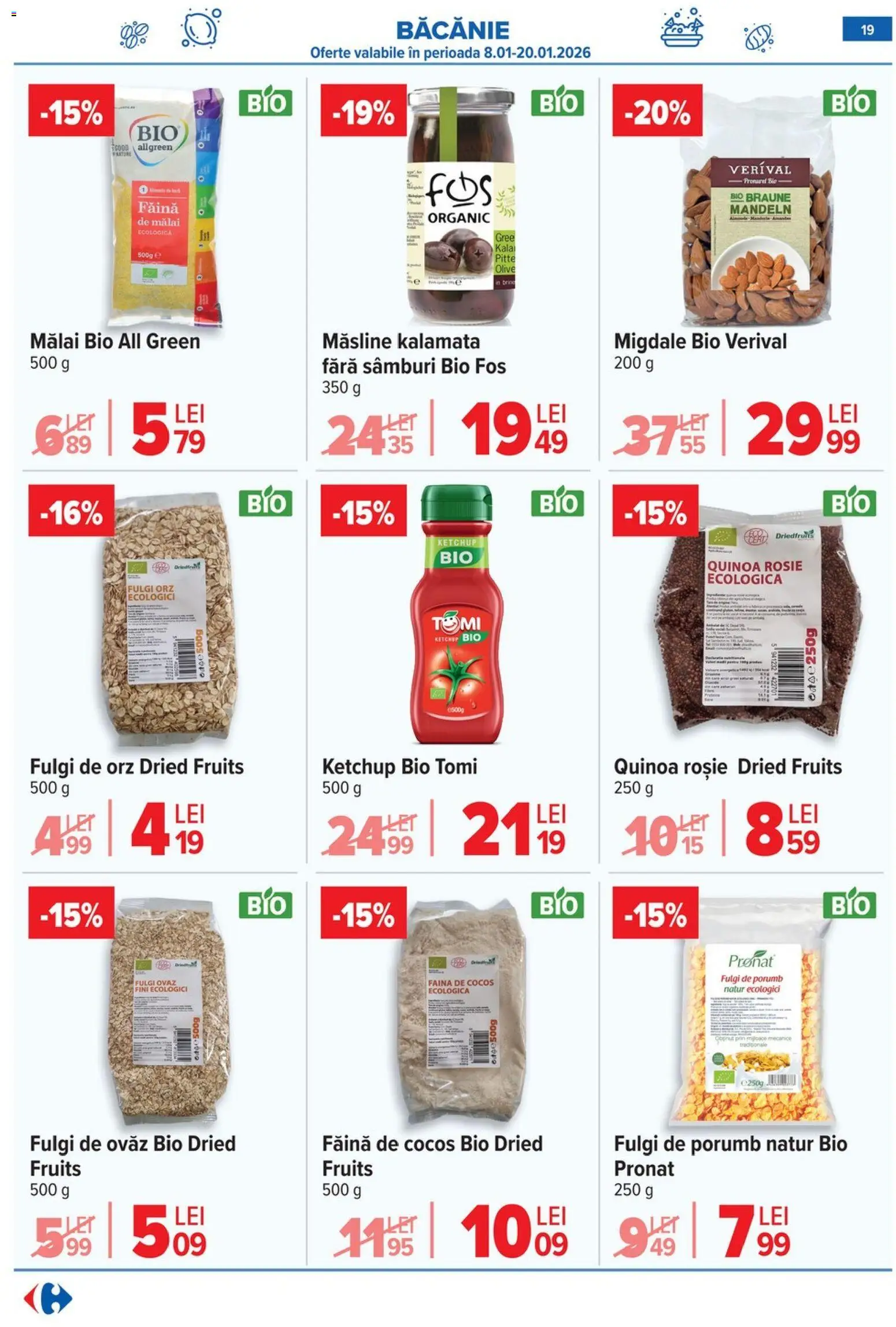 Noul catalog Carrefour – valabil de la 08.01.2026 | Pagină: 19 | Produse: Şerit ödül, Migdale, Ketchup, Fulgi