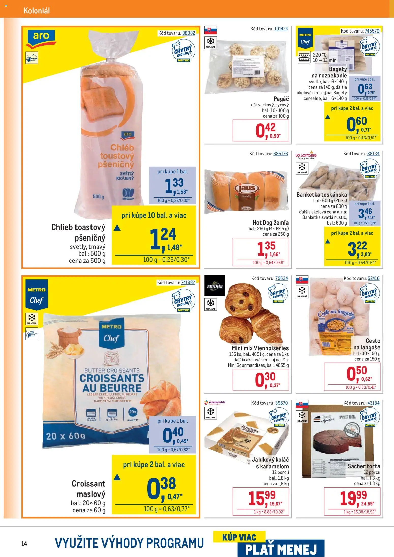 Nové Metro akcie – leták je platný od 02.01.2026 | Strana: 14 | Produkty: Chlieb, Croissant, Koláč, Svetlá