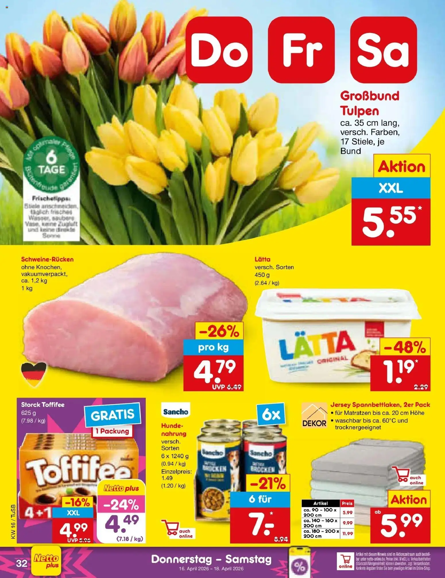 Netto Marken-Discount Prospekt Lahr-Langenwinkel	 – gültig ab 13.04.2026 | Seite: 36 | Produkte: Wasser, Toffifee, Lätta, Schweinerucken