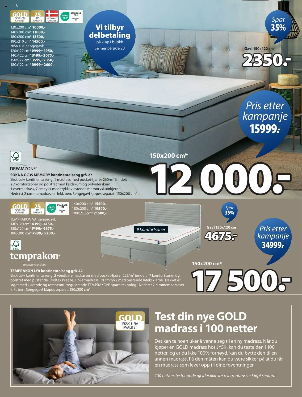  | Side: 8 | Produkter: Картриджи, Kontinentalseng, Madrass, Sengegavl