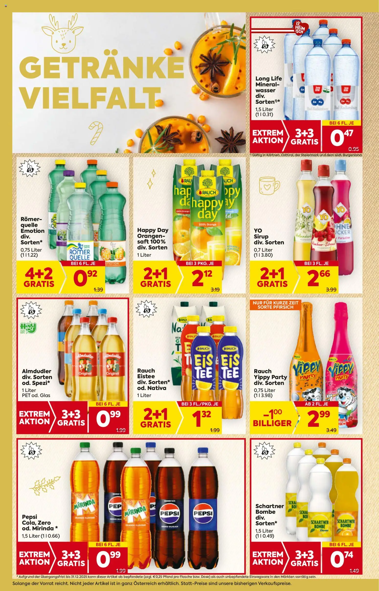 Billa Flugblatt - Steiermark gültig ab 04.12.2025 | Seite: 16 | Produkte: Eis, Pfirsich, Saft, Orangen