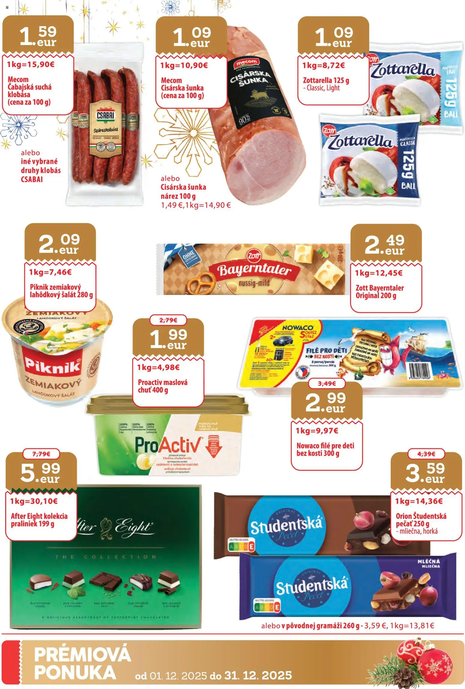 Nové Nitrazdroj akcie – leták je platný od 01.12.2025 | Strana: 30 | Produkty: Šunka, Klobása, Študentská pečať, Šalát