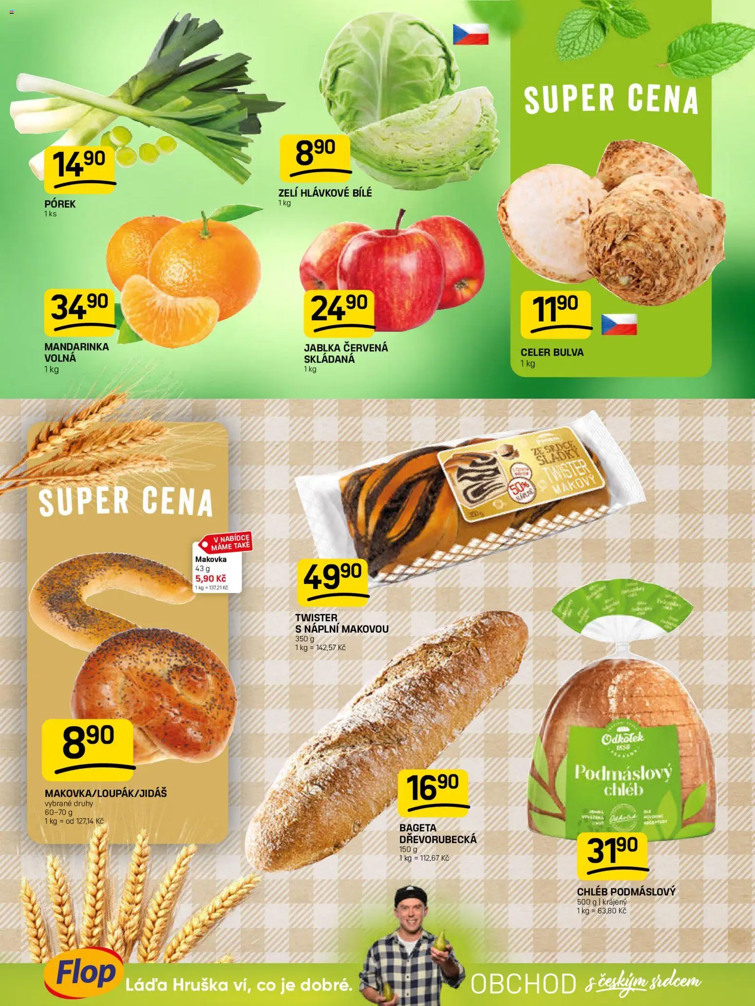 Flop leták od 04.02.2026 | Strana: 3 | Produkty: Chléb, Jablka, Zelí, Celer