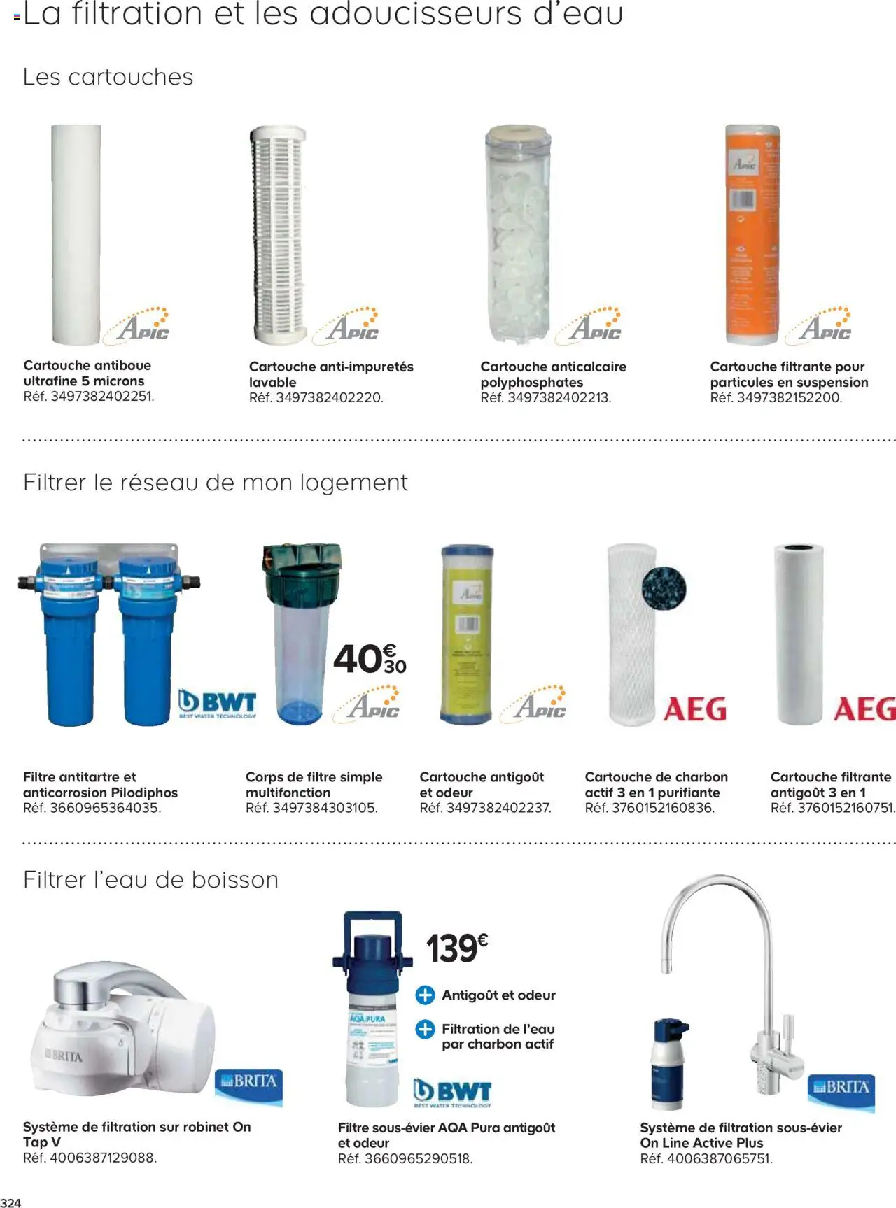 {H1} | Page: 324 | Produits: Filtre, Robinet, Suspension, Cartouche
