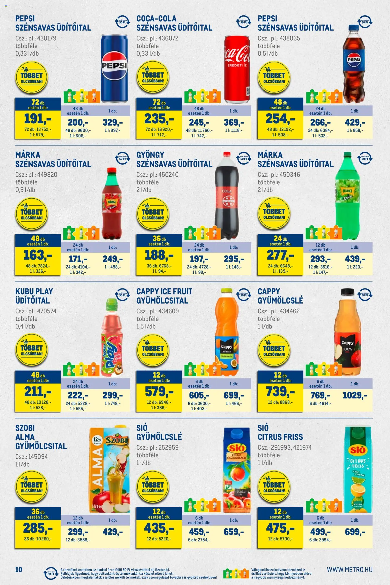 Metro akciós ujság - amely érvényes a következő dátumtól: 02.11.2025 | Oldal: 10 | Termékek: Pepsi, Alma, Só, Citrom