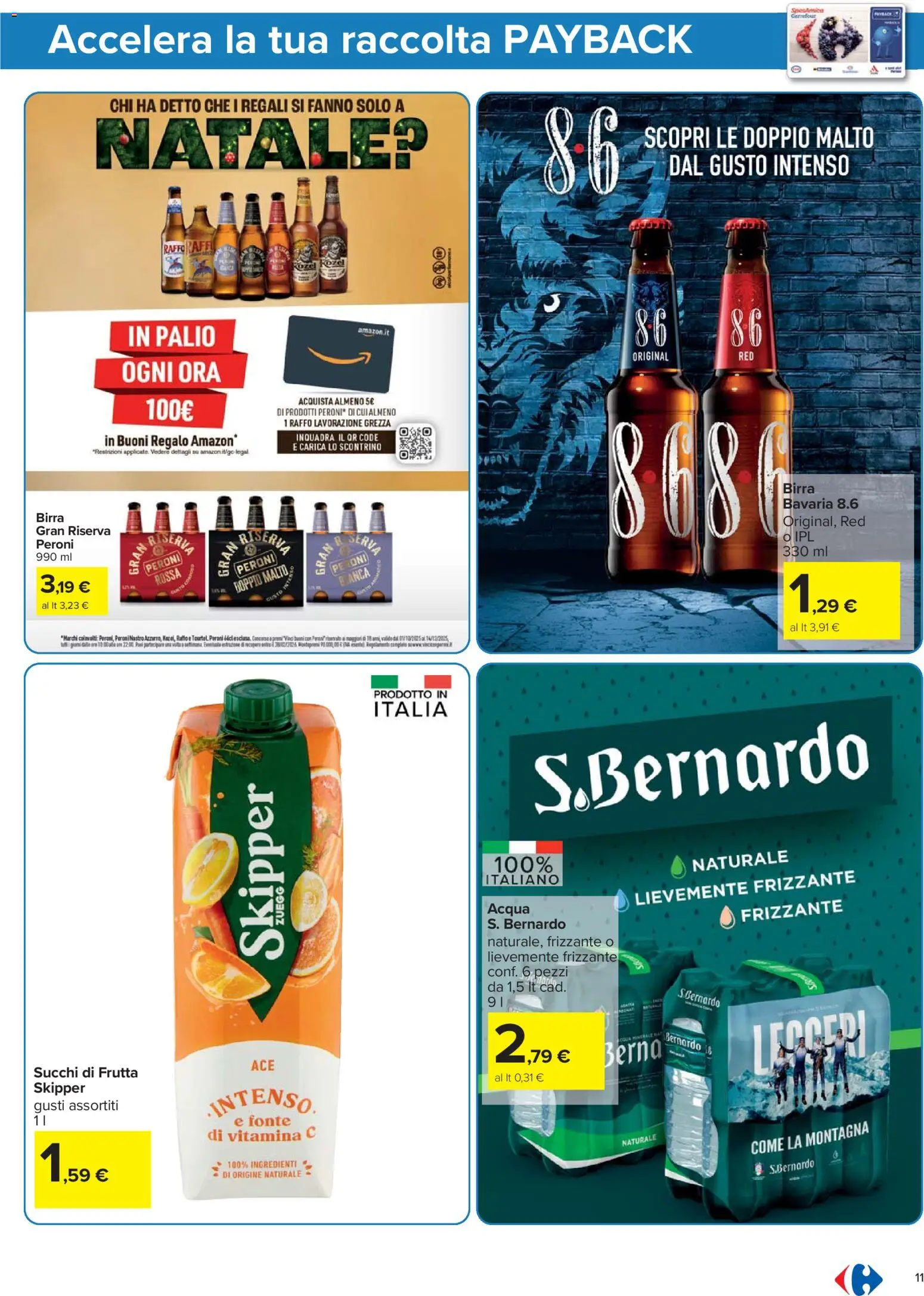 Volantino Carrefour del 07.11.2025 | Pagina: 11 | Prodotti: Birra, Acqua, Frutta