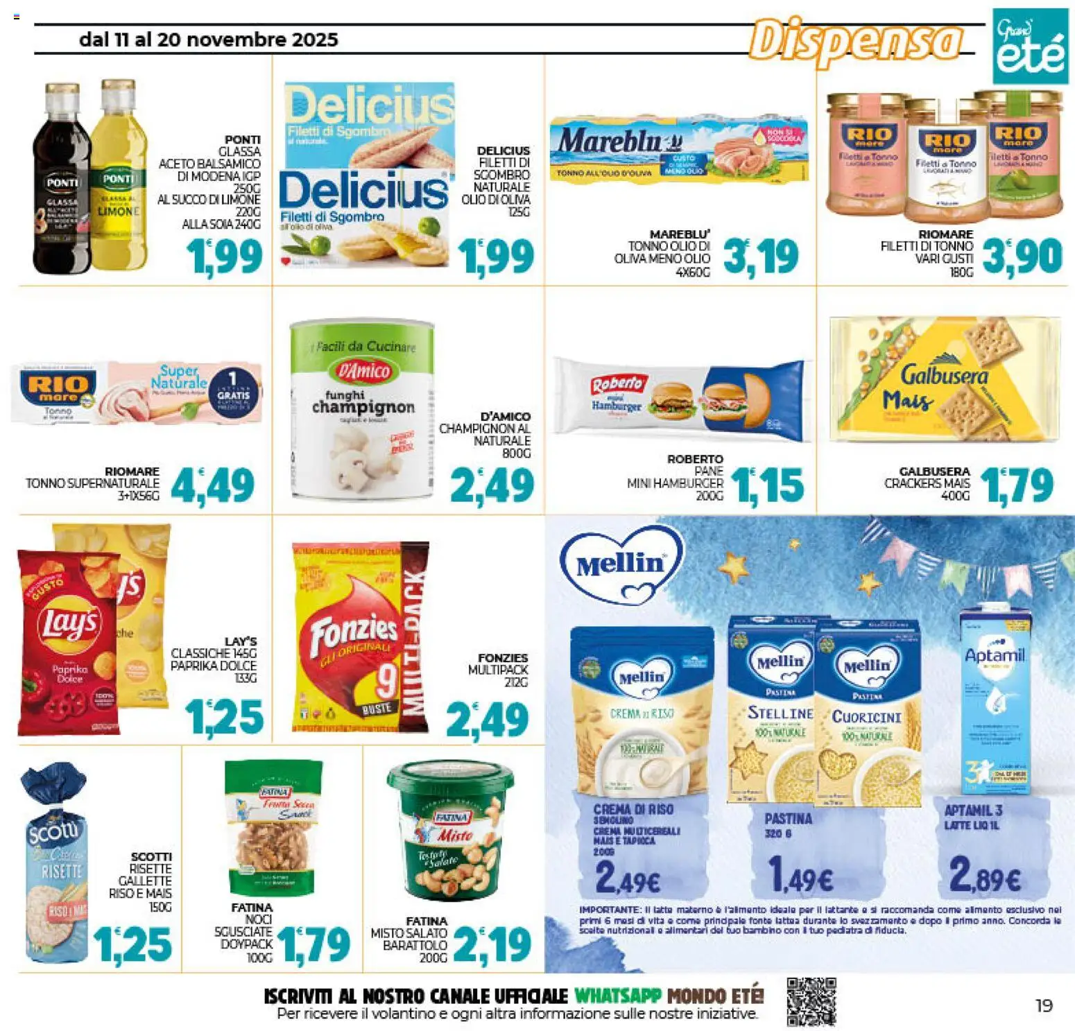 Volantino Eté del 11.11.2025 | Pagina: 19 | Prodotti: Crema, Latte, Gallette, Aceto