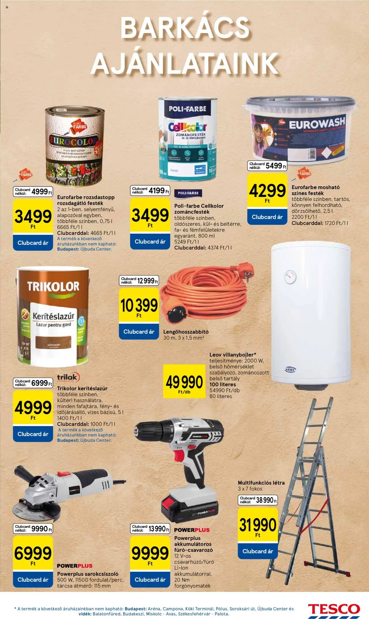 Tesco akciós ujság - amely érvényes a következő dátumtól: 03.07.2025 | Oldal: 15 | Termékek: Sarokcsiszoló, Létra, Festék