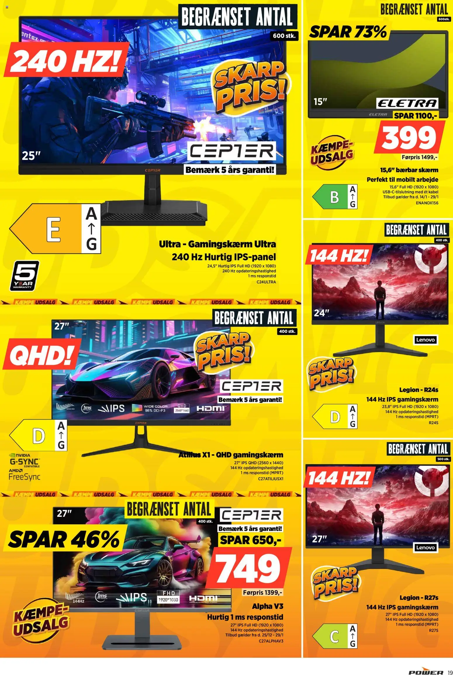 Power tilbudsavis – gyldig fra 16.01.2026 | Side: 19 | Produkter: Skærm, Kabel
