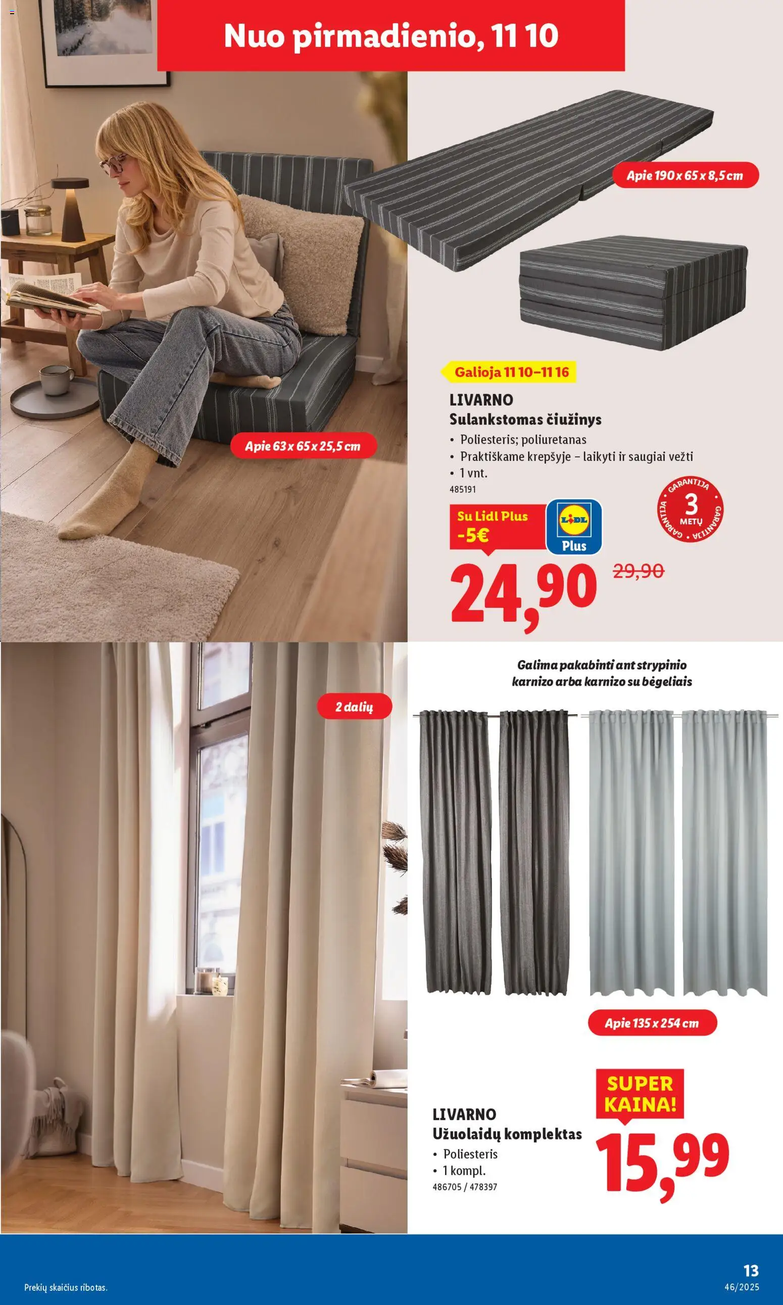 LIDL akcijos nuo 10.11.2025 | Puslapis: 13 | Prekių: Čiužinys