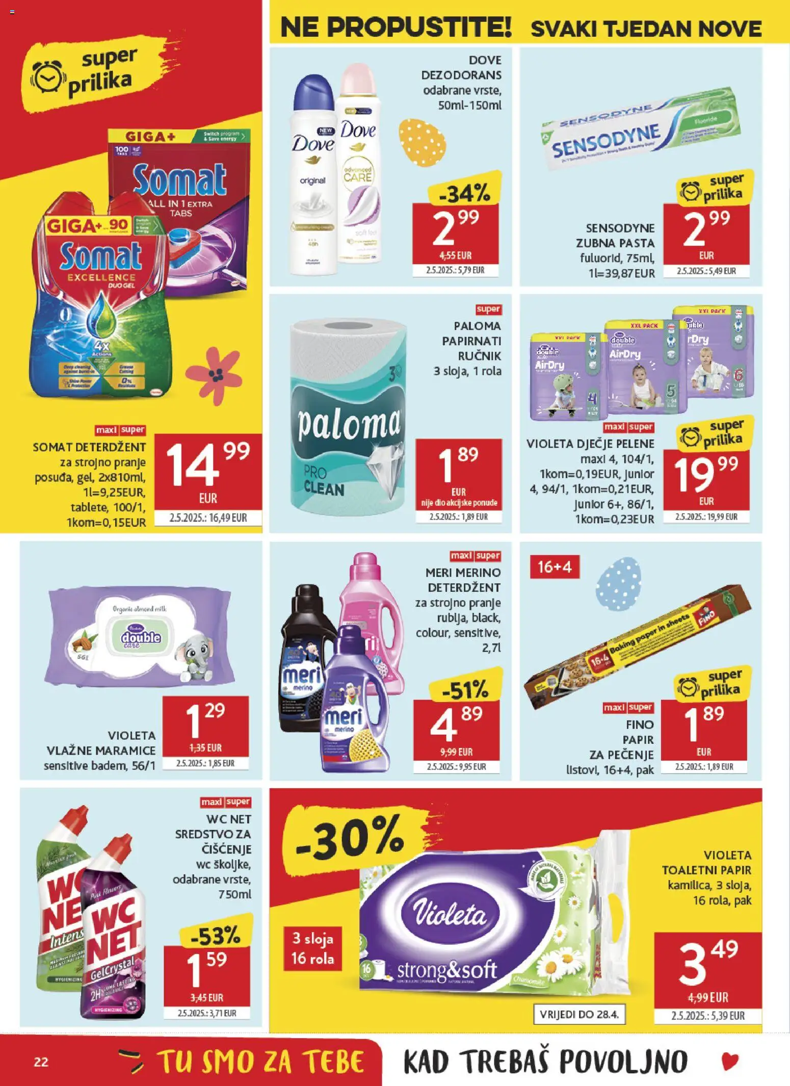 Konzum katalog | vrijedi od 01.04.2026 | Stranica: 22 | Proizvodi: Pelene, Vlažne maramice, Sensodyne, WC Net