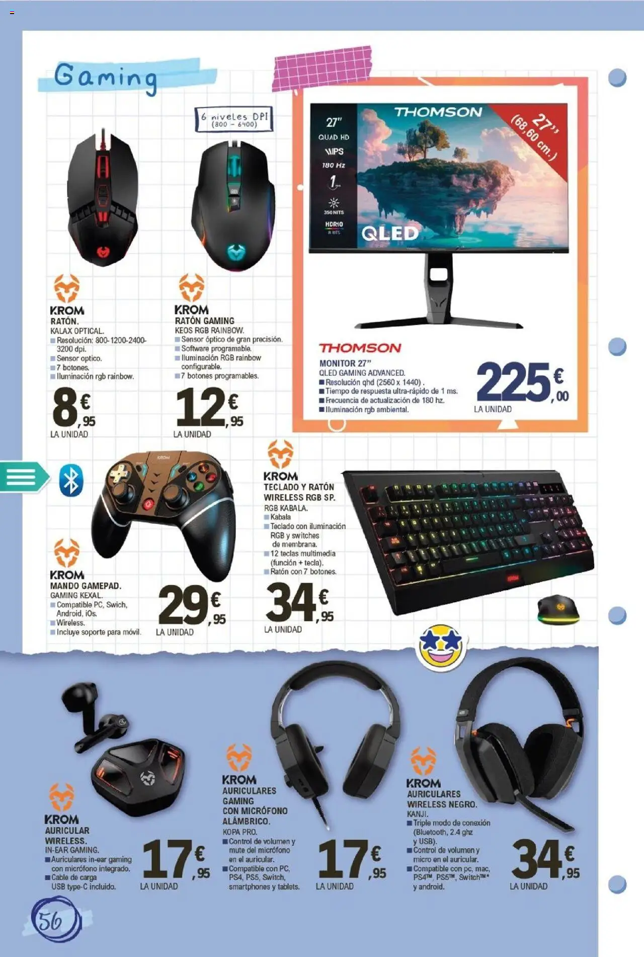 E.Leclerc folleto │ válido desde el 11.08.2025 | Página: 56 | Productos: Ratón gaming, Teclado, Micrófono, USB