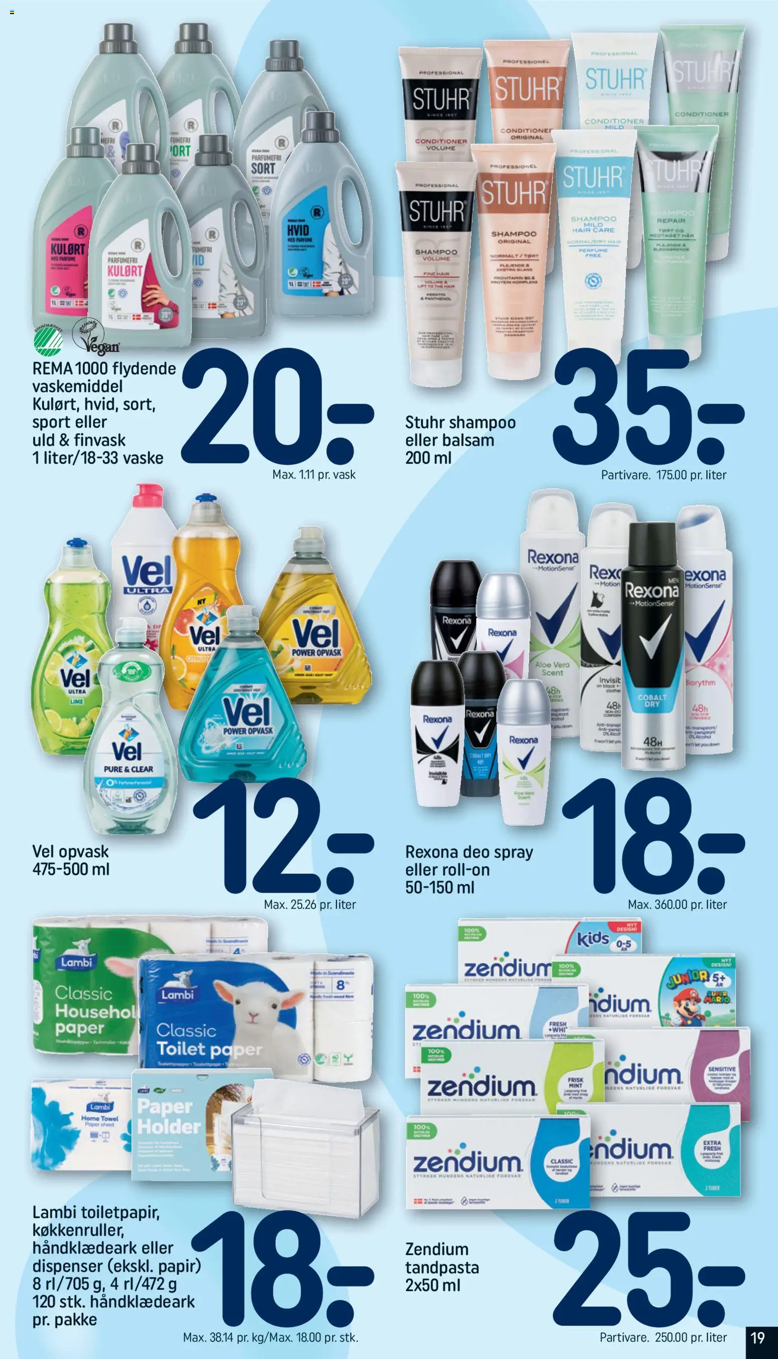 Rema 1000 tilbudsavis – gyldig fra 01.03.2026 | Side: 19 | Produkter: Balsam, Deodorant, Tandpasta, Toilet