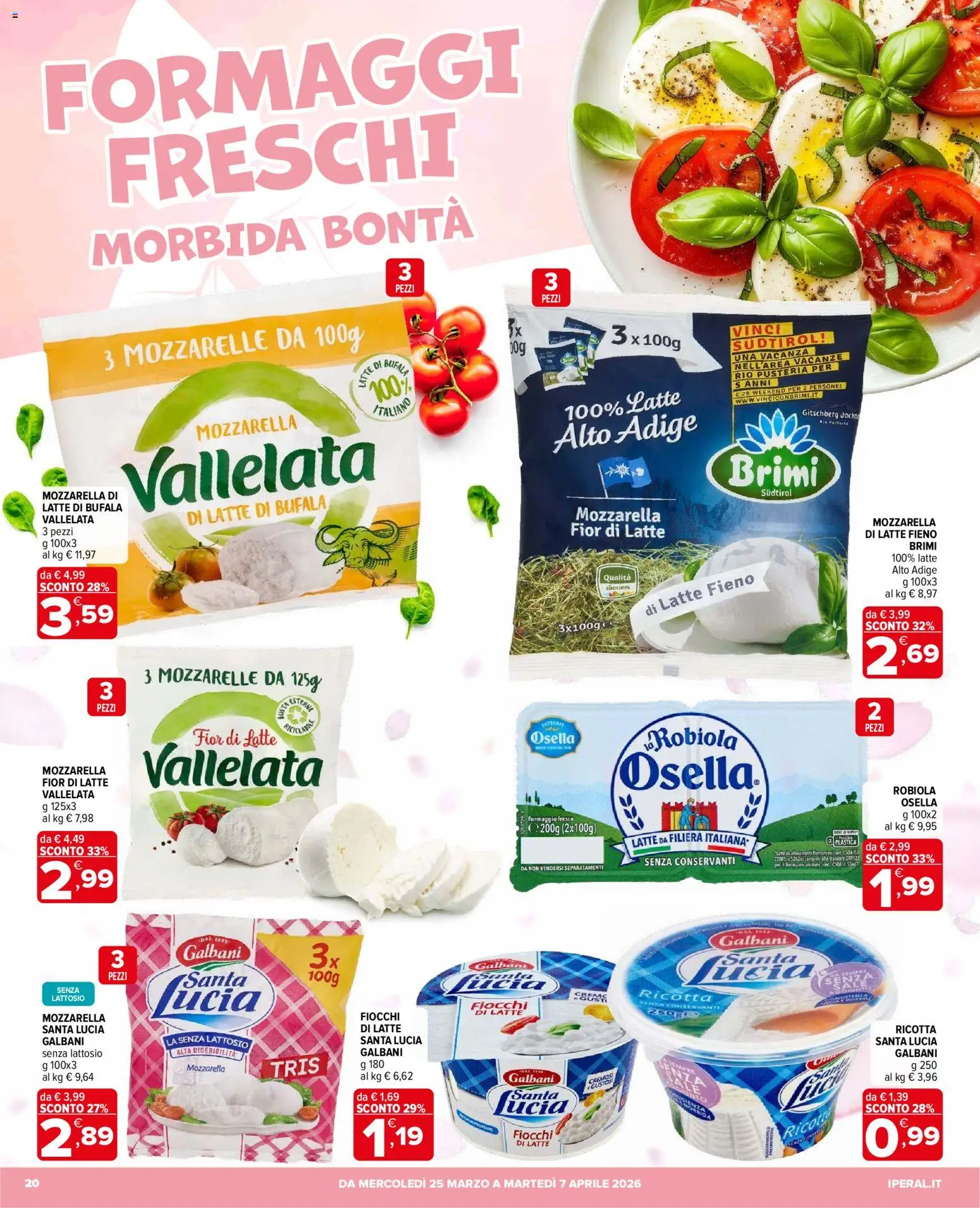 Volantino Iperal del 25.03.2026 | Pagina: 20 | Prodotti: Mozzarella, Latte, Formaggio, Ricotta