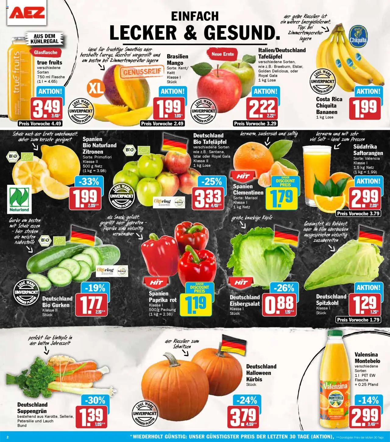 AEZ Prospekt 	 – gültig ab 06.10.2025 | Seite: 2 | Produkte: Mango, Petersilie, Saft, Gurken