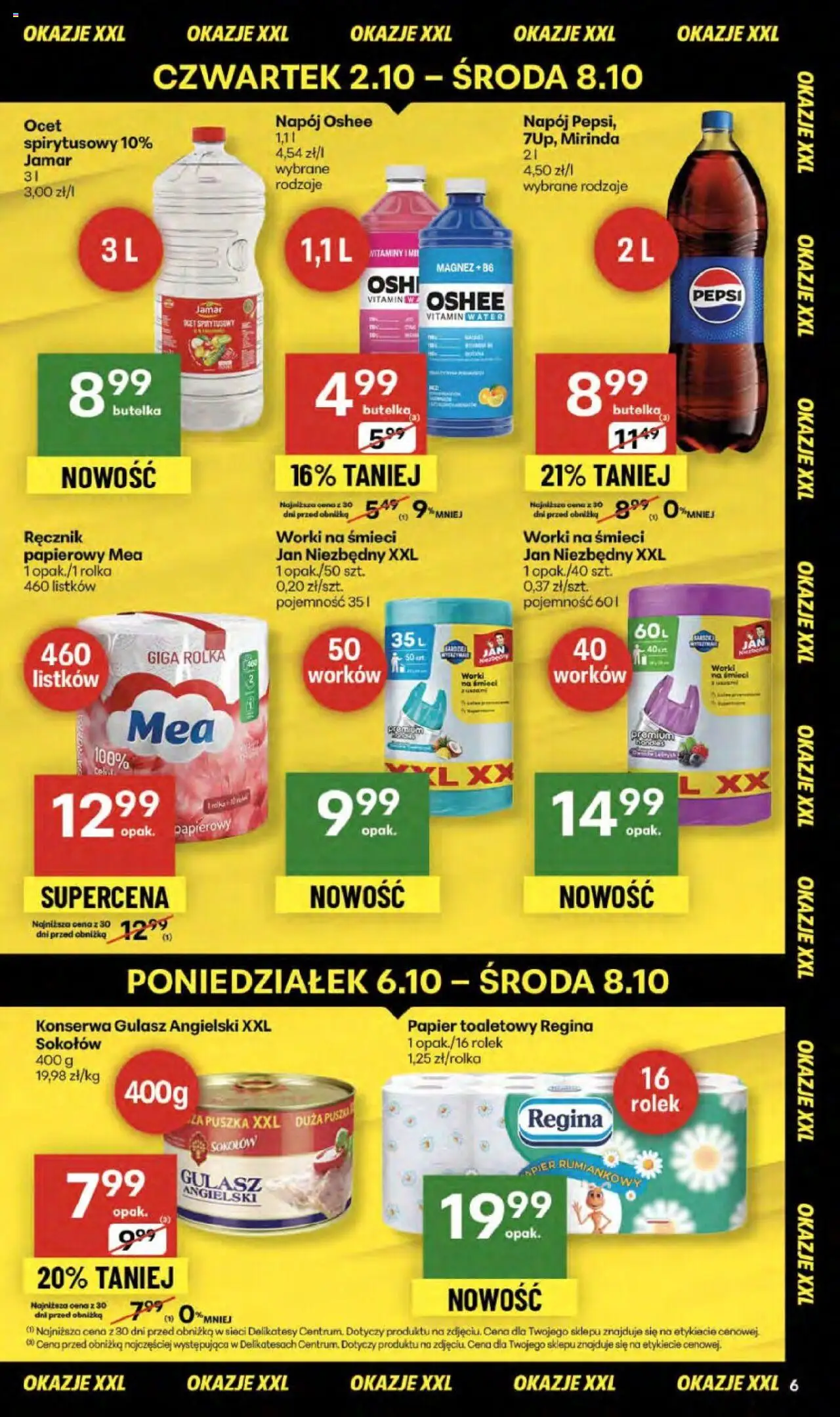 Delikatesy Centrum Gazetka od 02.10.2025 | Strona: 6 | Produkty: Ocet, Papier toaletowy, Delikatesy, Gulasz angielski