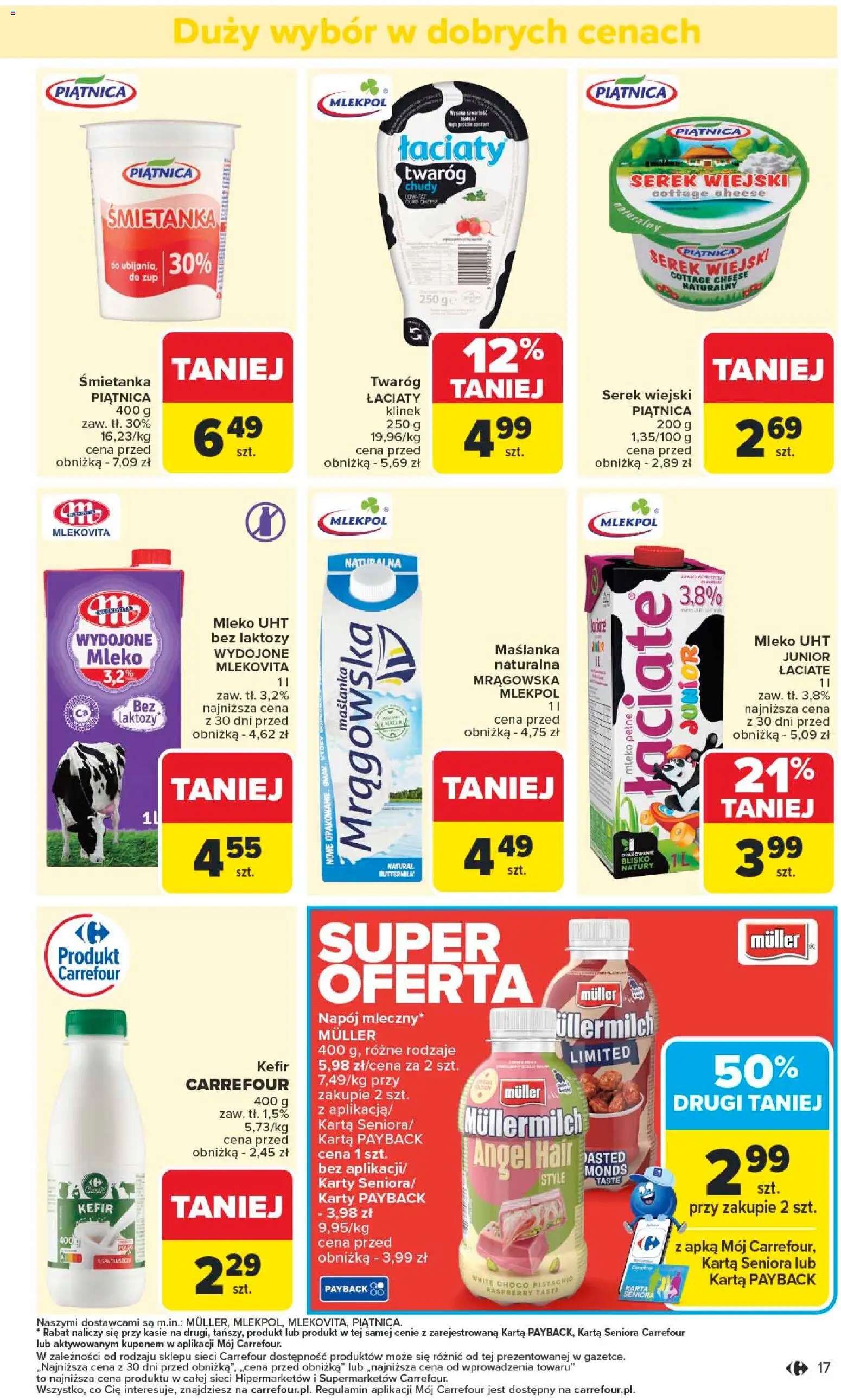 Carrefour Gazetka - Starachowice Zmieniliśmy się dla Ciebie od 27.10.2025 | Strona: 19 | Produkty: Bez laktozy, Kefir, Serek wiejski, Twaróg