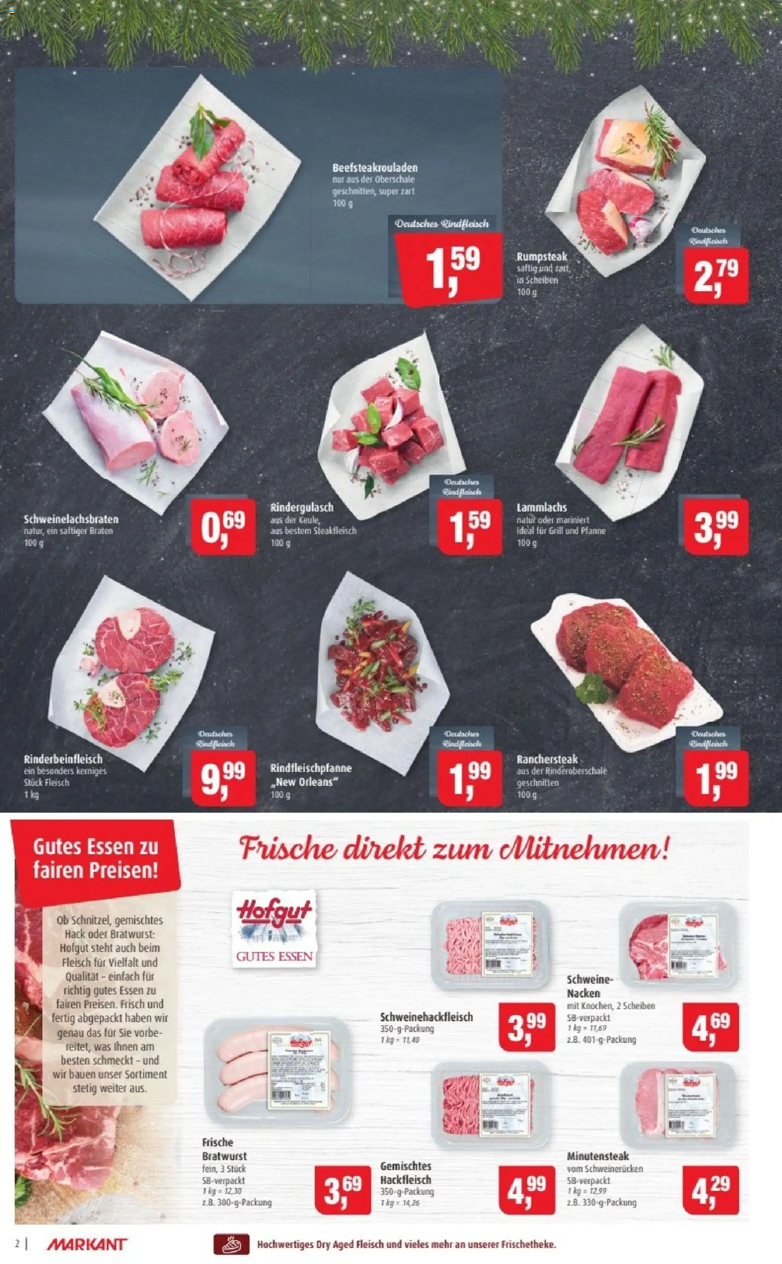 Markant Prospekt 	 – gültig ab 01.12.2025 | Seite: 2 | Produkte: Schweinerucken, Rindfleisch, Fleisch, Hackfleisch