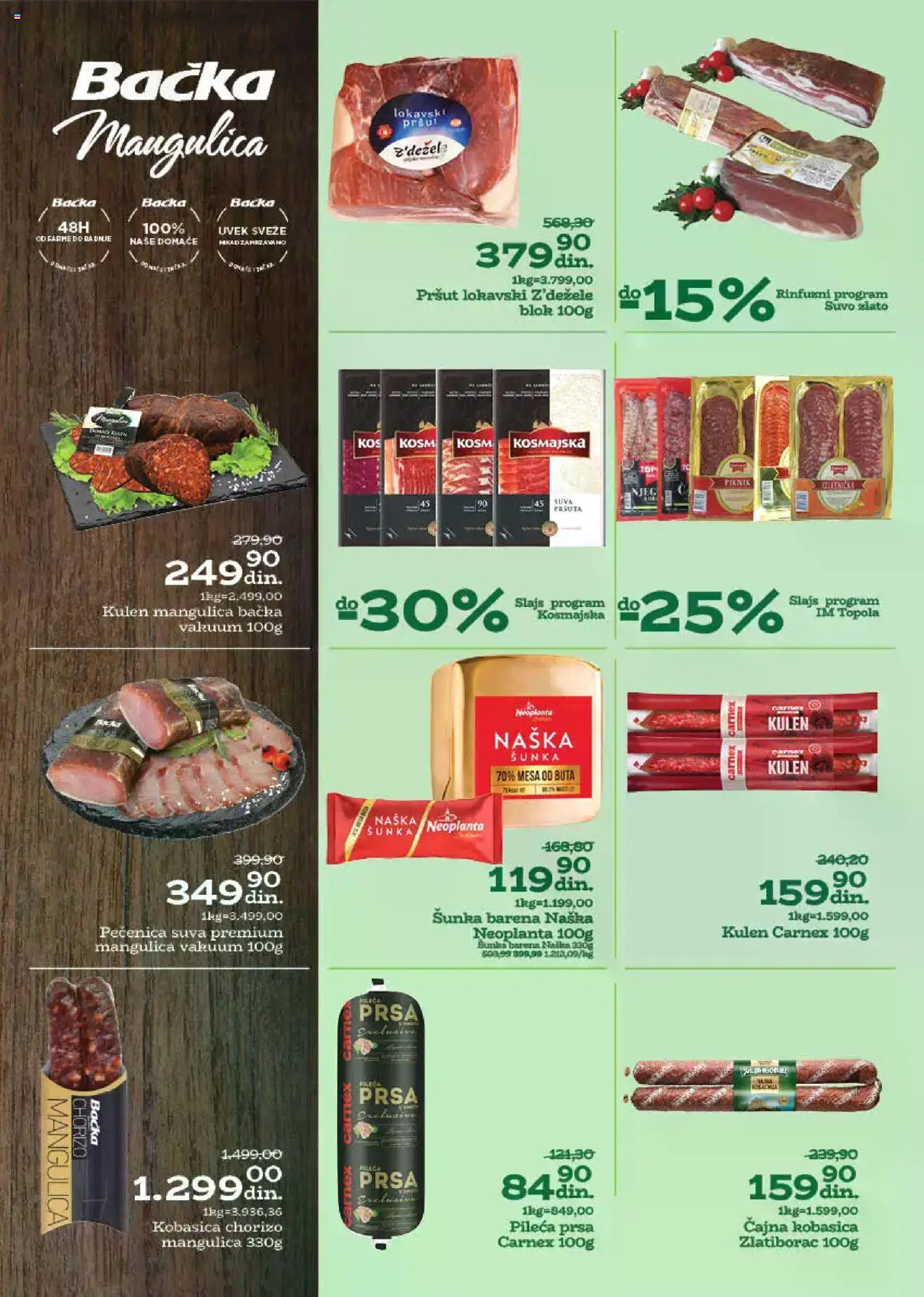 Univerexport katalog - važi od 18.08.2025 | Strana: 5 | Proizvode: Kulen, Šunka, Kobasica, Pečenica