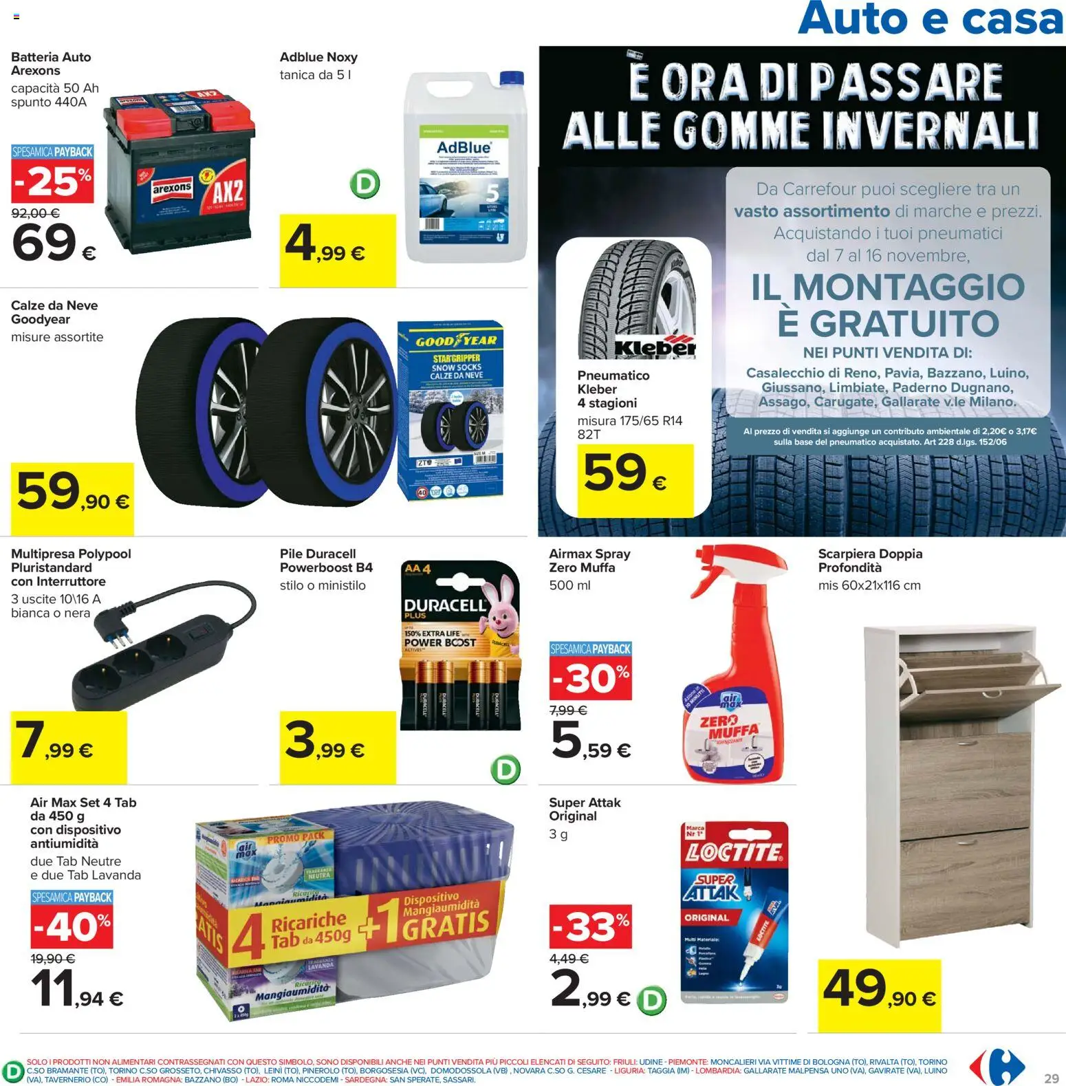 Volantino Carrefour del 07.11.2025 | Pagina: 29 | Prodotti: Pile, Tanica, Scarpiera, Lavanda