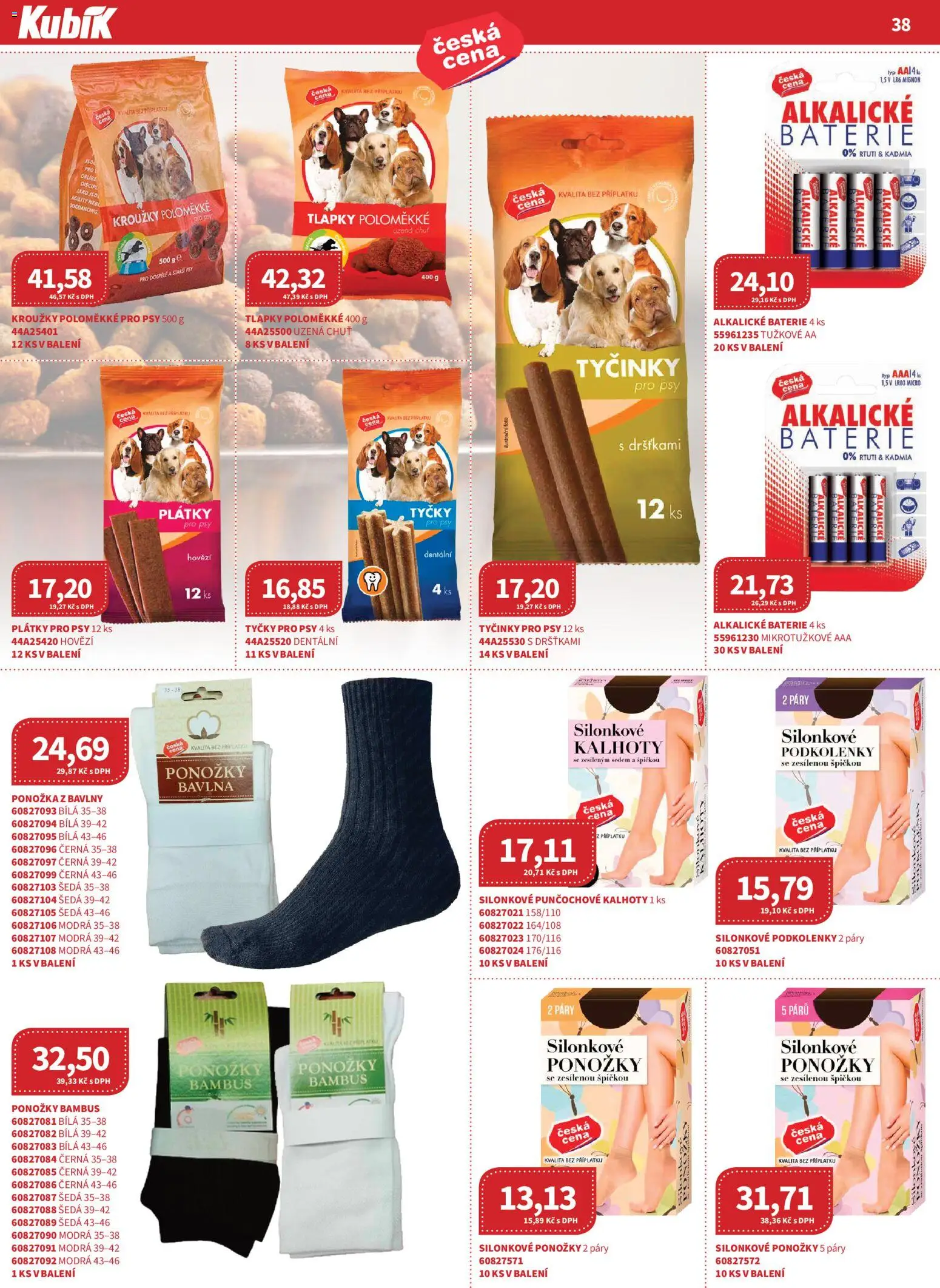 Kubík leták - Velkoobchod 03/2026 od 01.03.2026 | Strana: 38 | Produkty: Hovězí, Kalhoty, Ponožky, Tyčinky